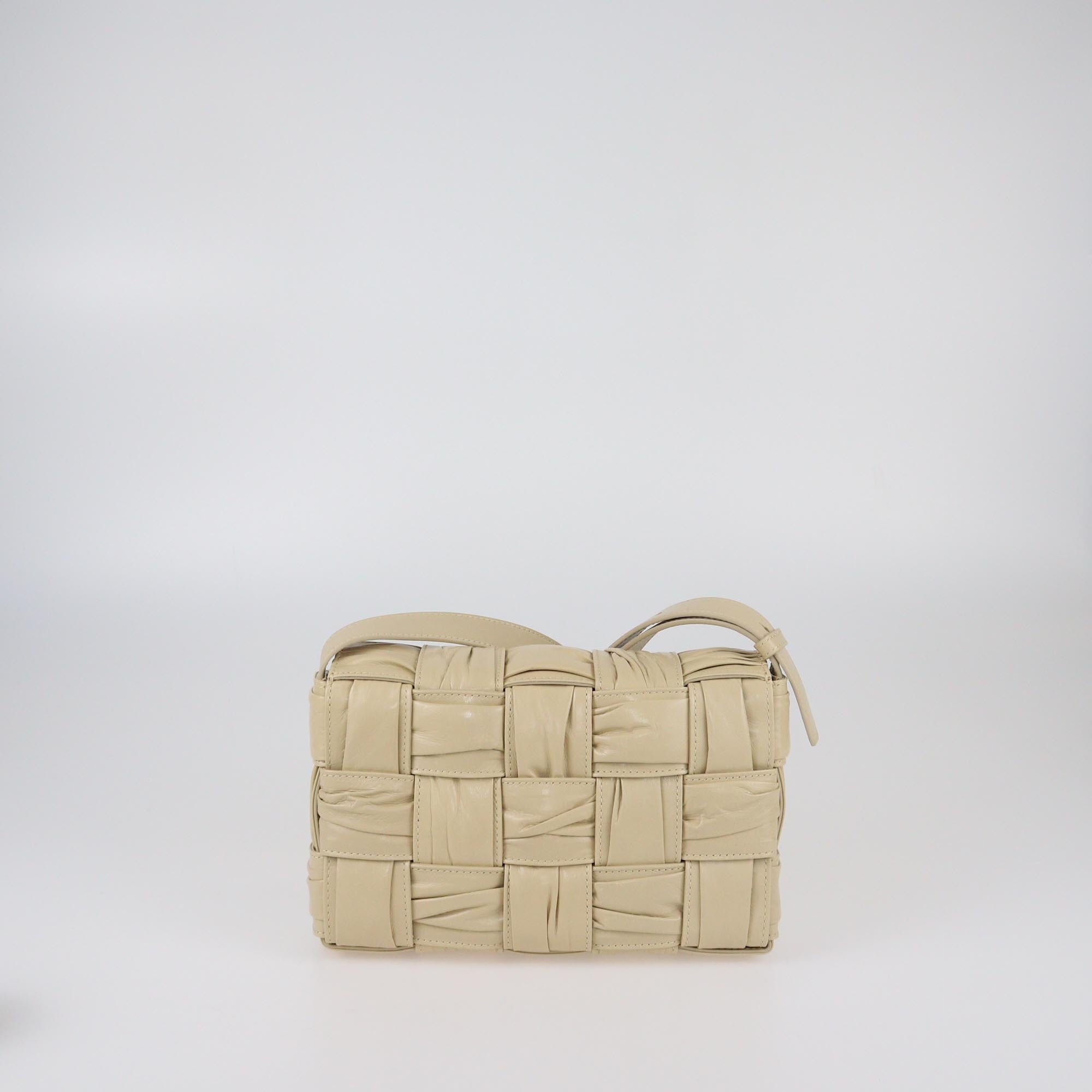 Bottega Veneta Light Beige Plisse Intreccio Cassette Shoulder Bag Womens Bottega Veneta