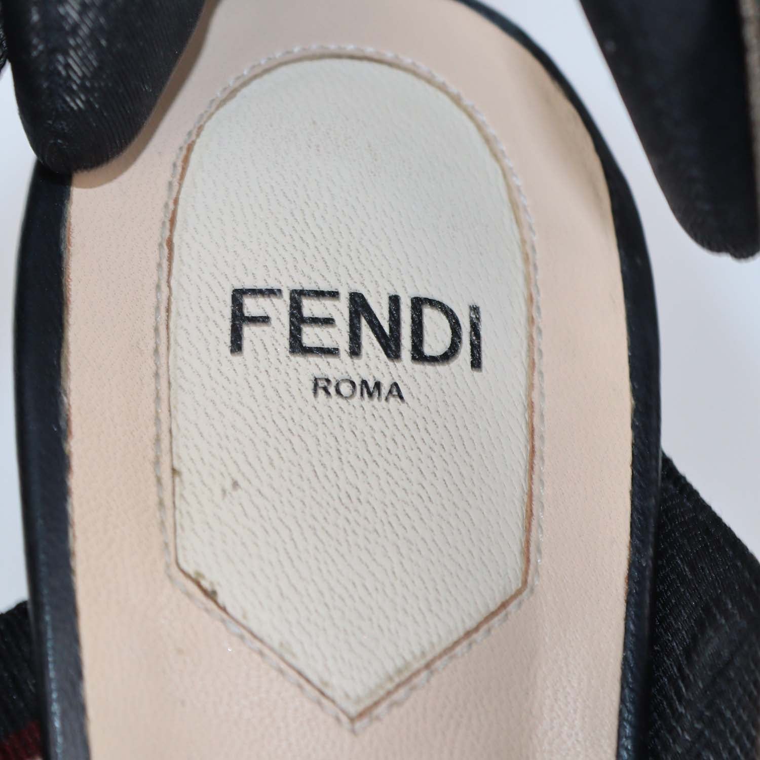 Fendi Black/Brown Zucca Mesh Colibri Slingback Pumps