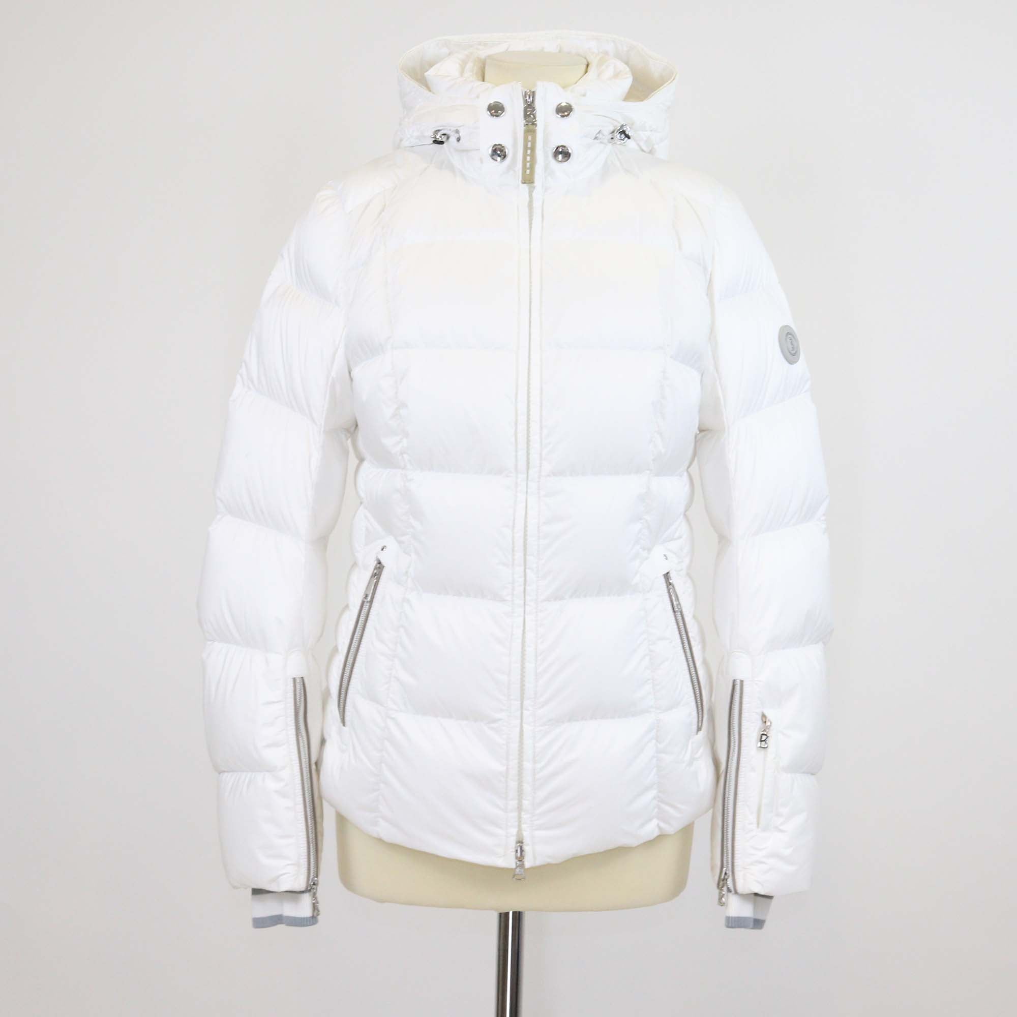 Bogner x Goan Thylmann White Nylon Puffer Logo Patch Double Zip Hoodie Jacket