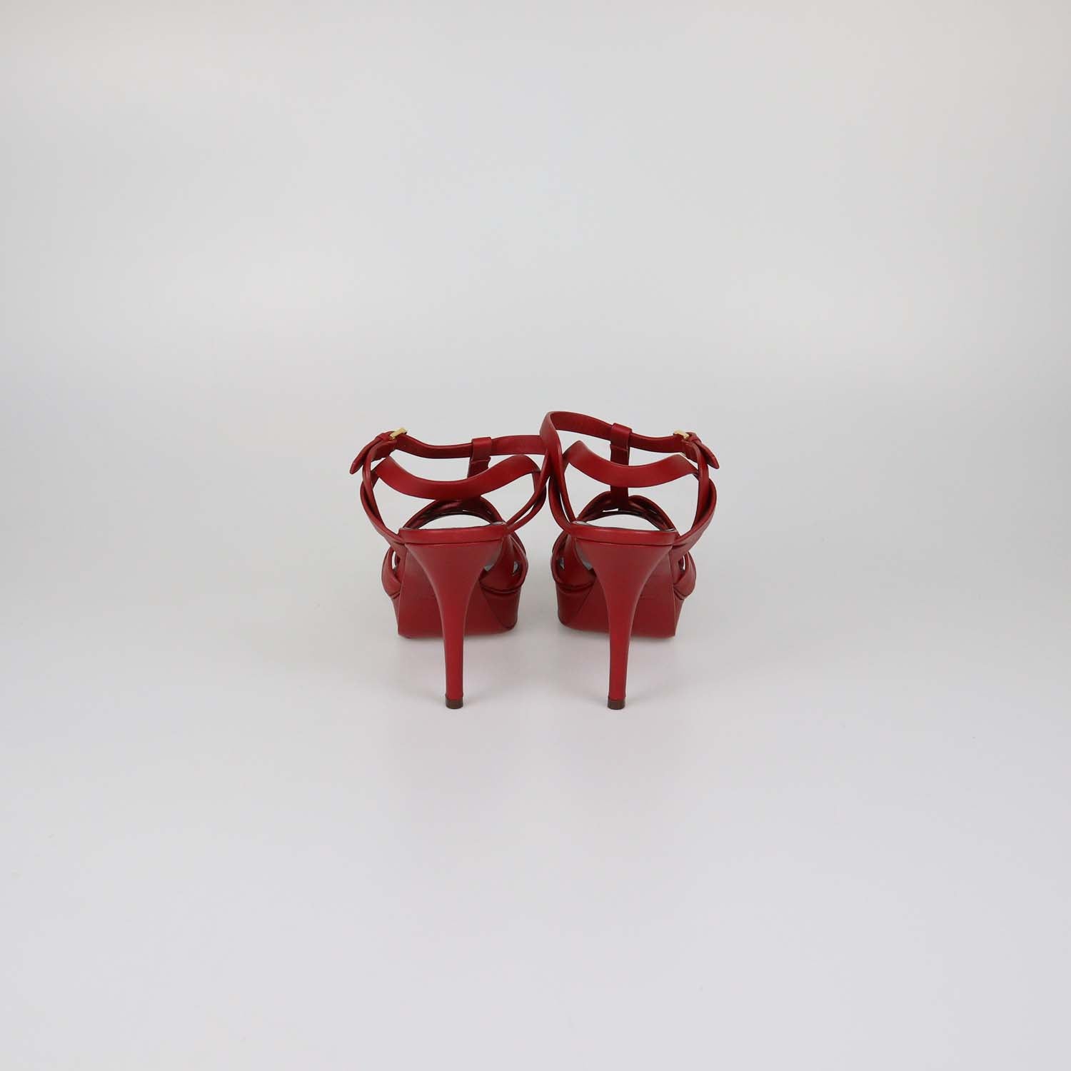 Saint Laurent Red Leather Tribute Platform Sandals