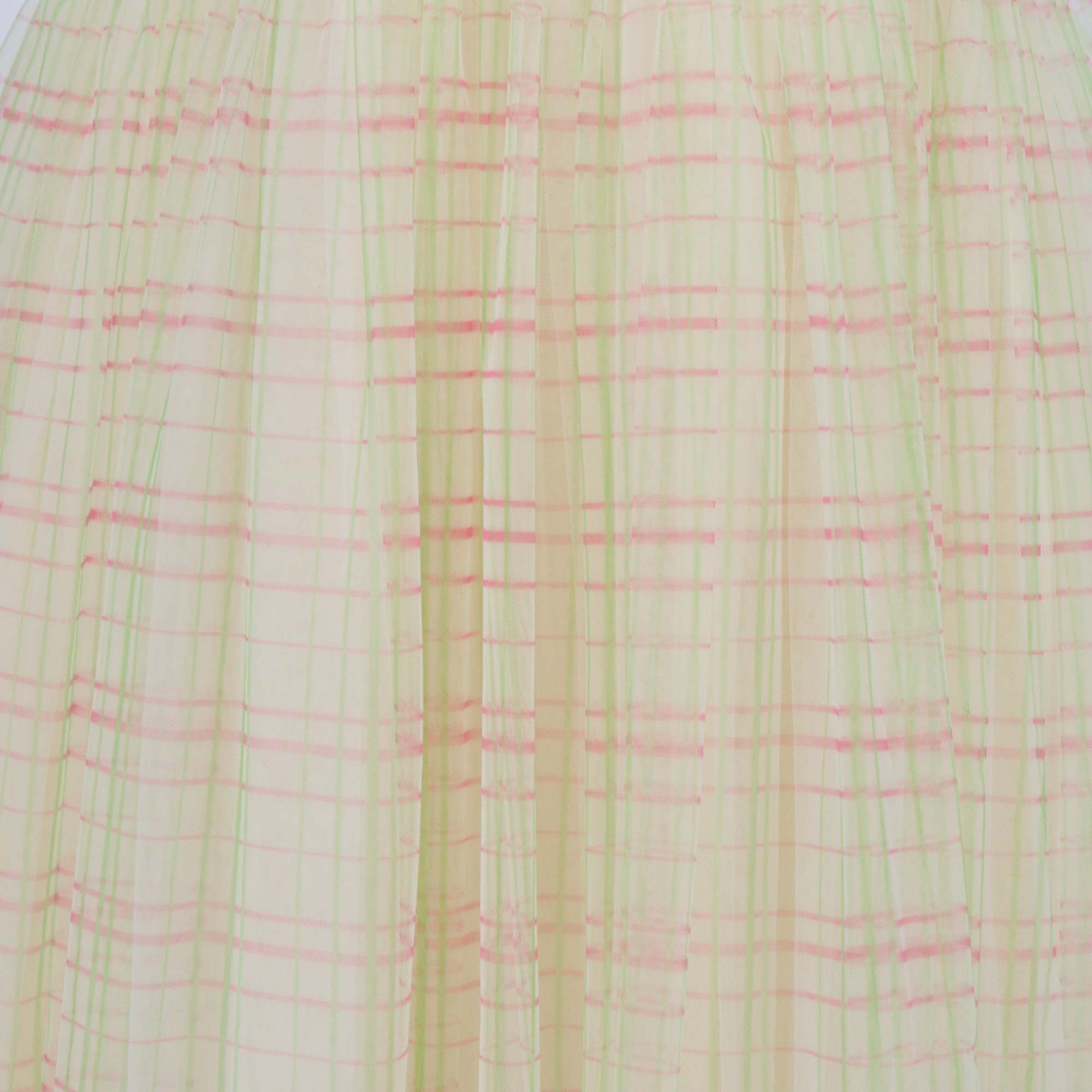 Marni Kids Light Yellow Cotton Check Print Mesh Skirt Logo Embroidered Short Sleeve Dress