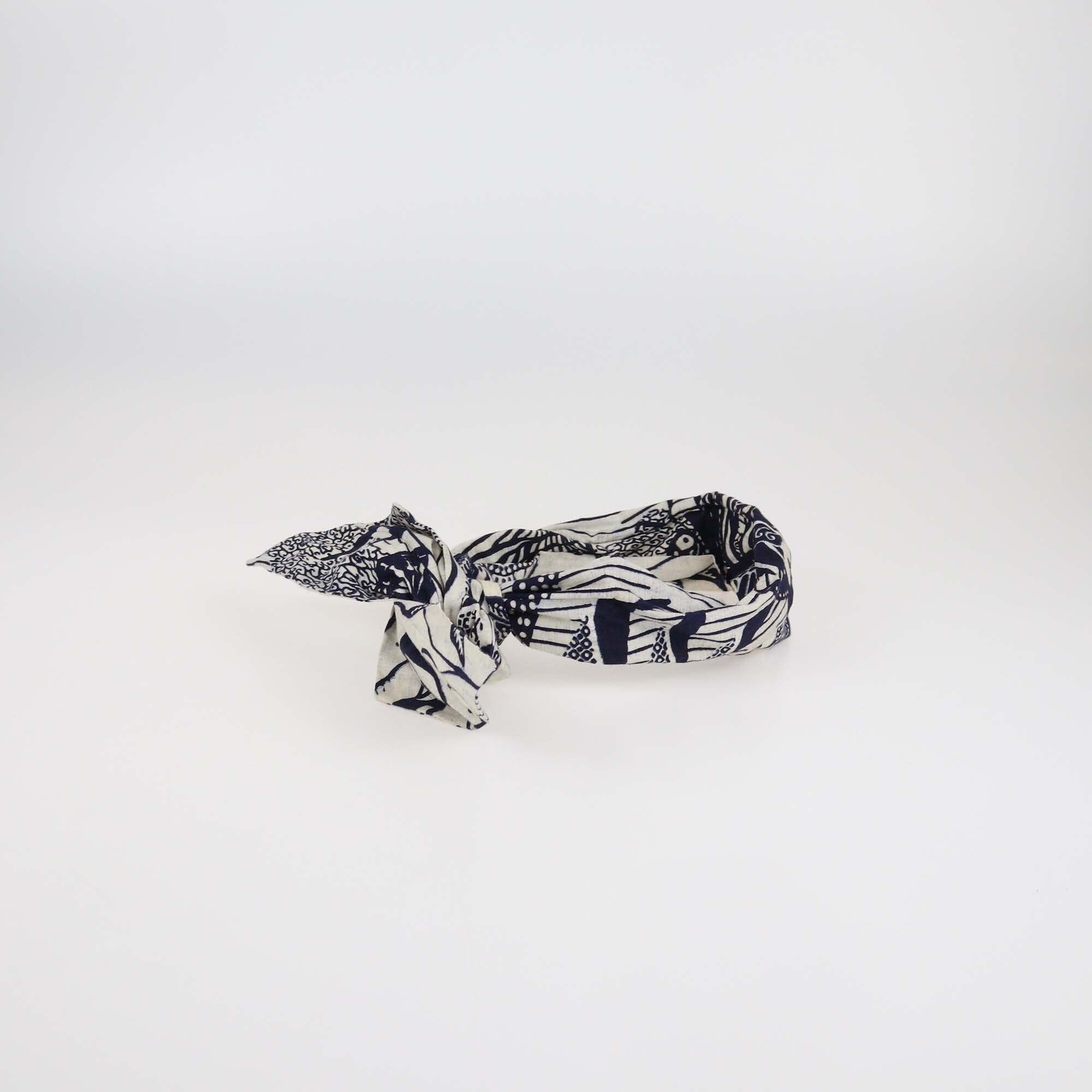 Christian Dior Navy Blue Toile De Jouy Printed Wired Headband Womens Christian Dior