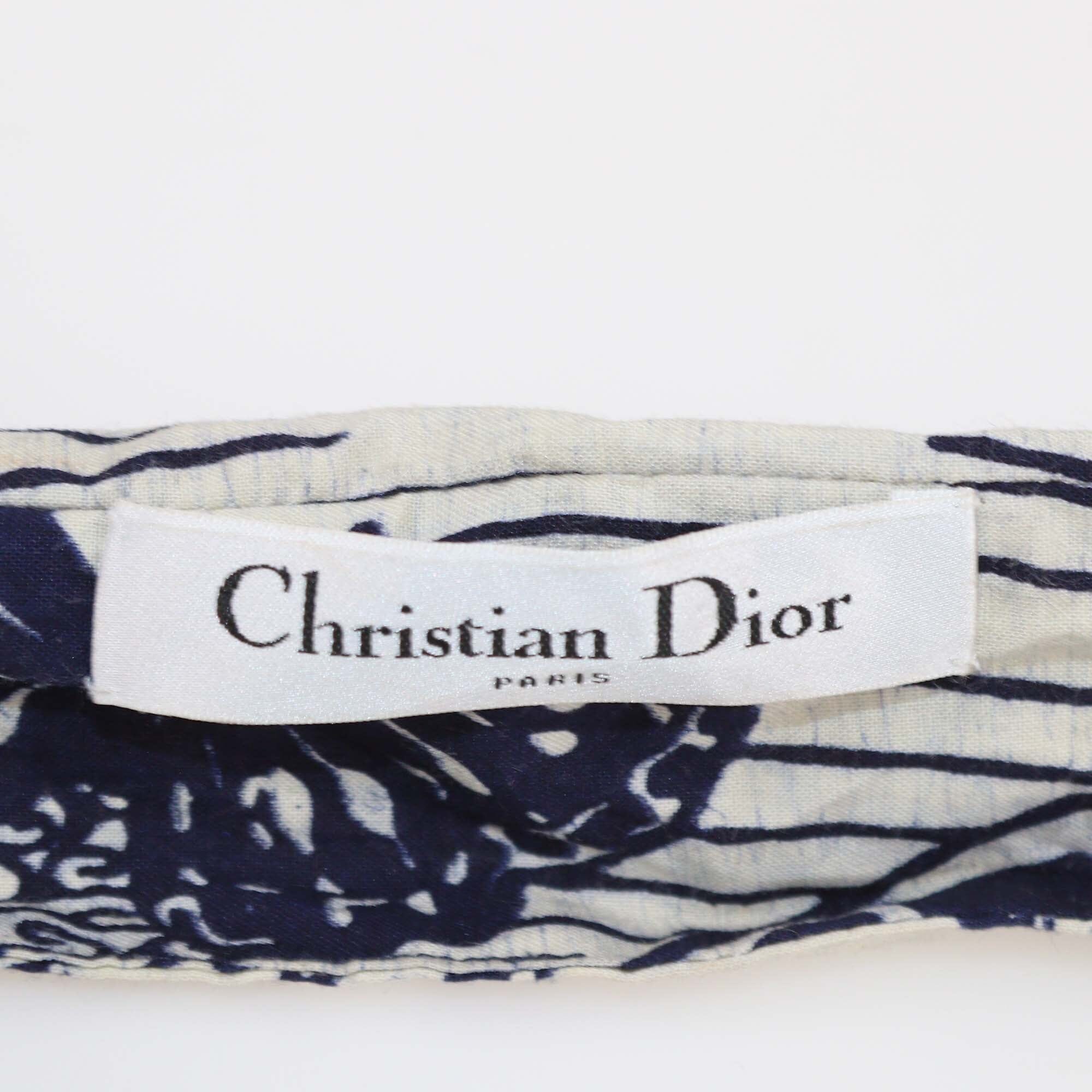 Christian Dior Navy Blue Toile De Jouy Printed Wired Headband Womens Christian Dior