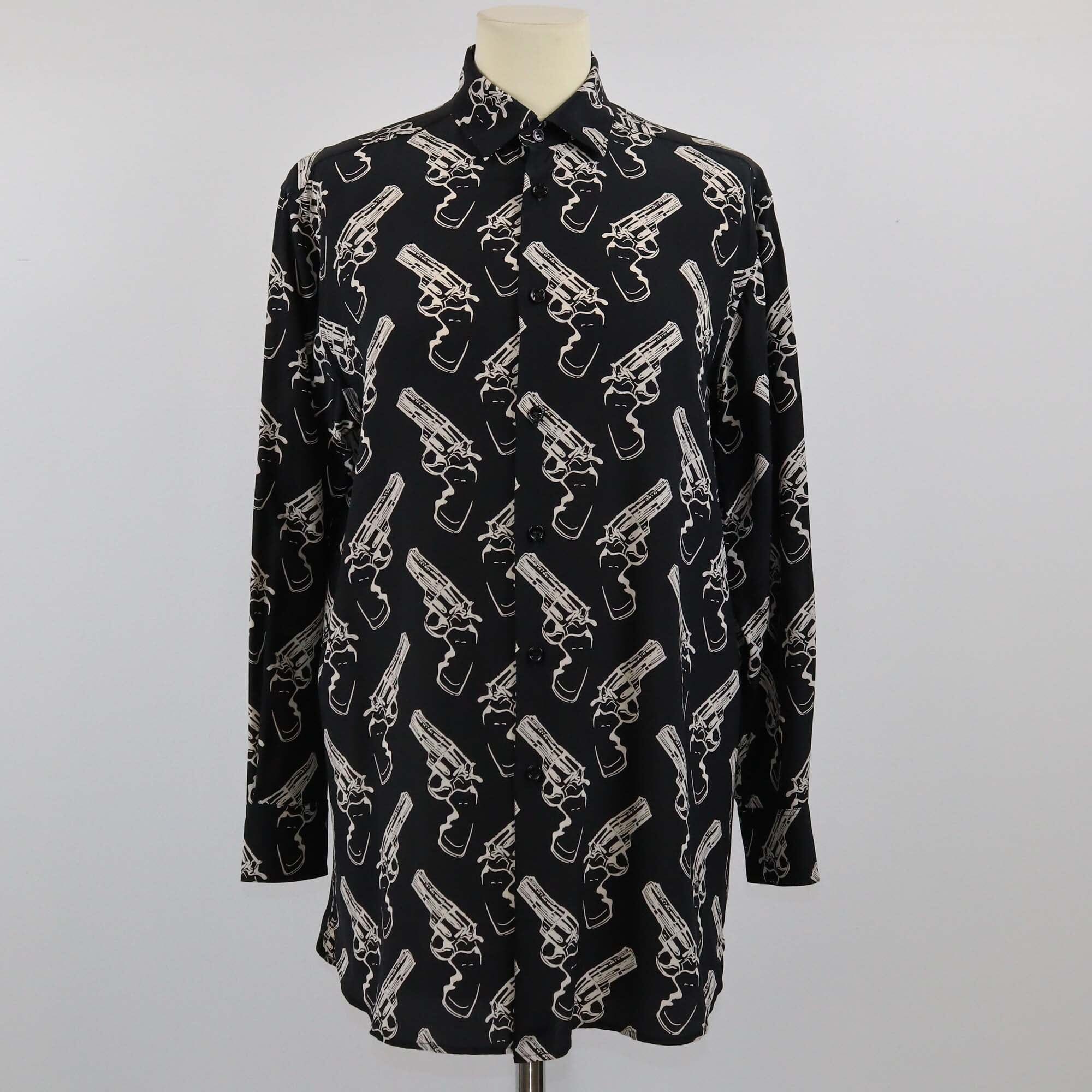 Saint Laurent Black Gun Print Long Sleeve Shirt Womens Saint Laurent