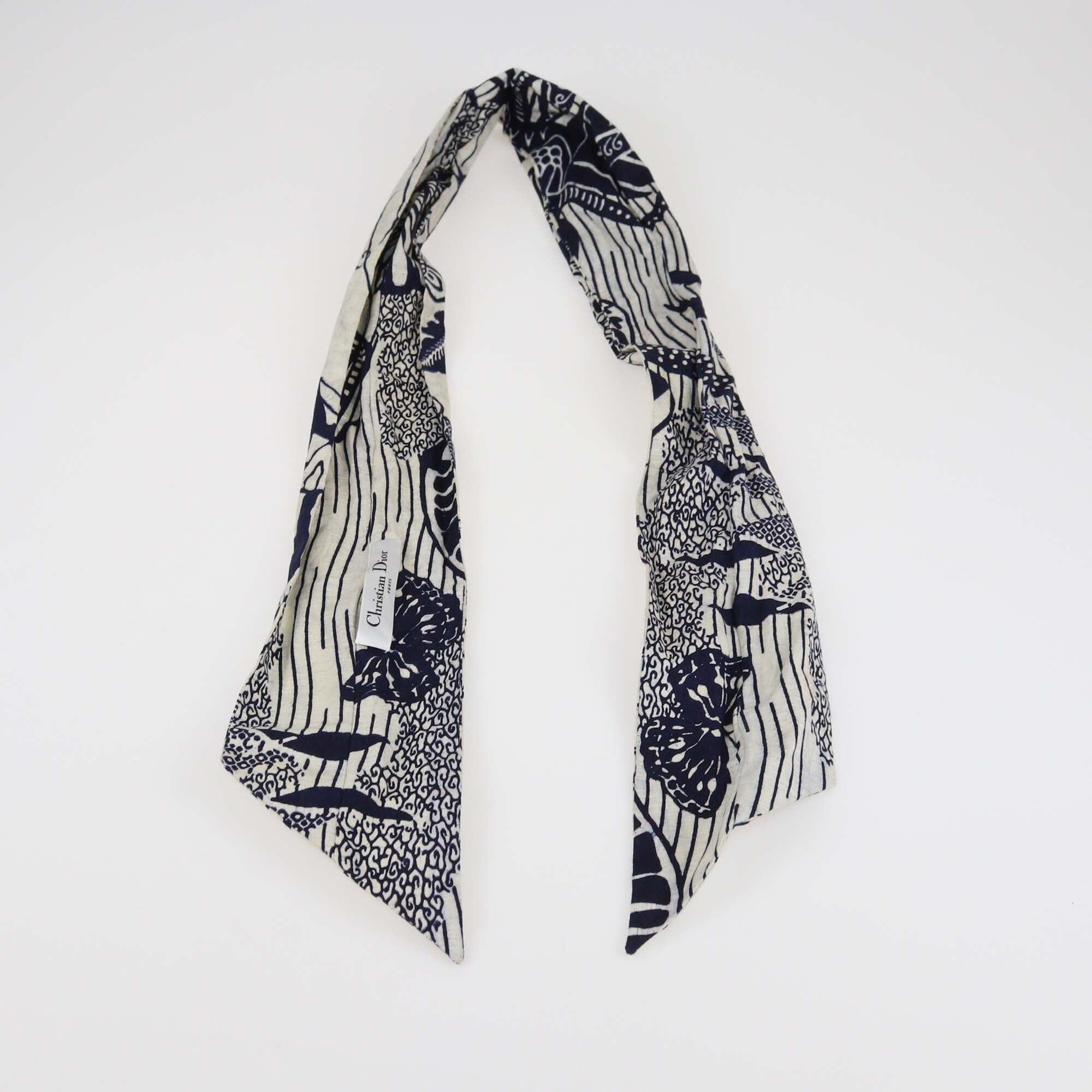 Christian Dior Navy Blue Toile De Jouy Printed Wired Headband Womens Christian Dior