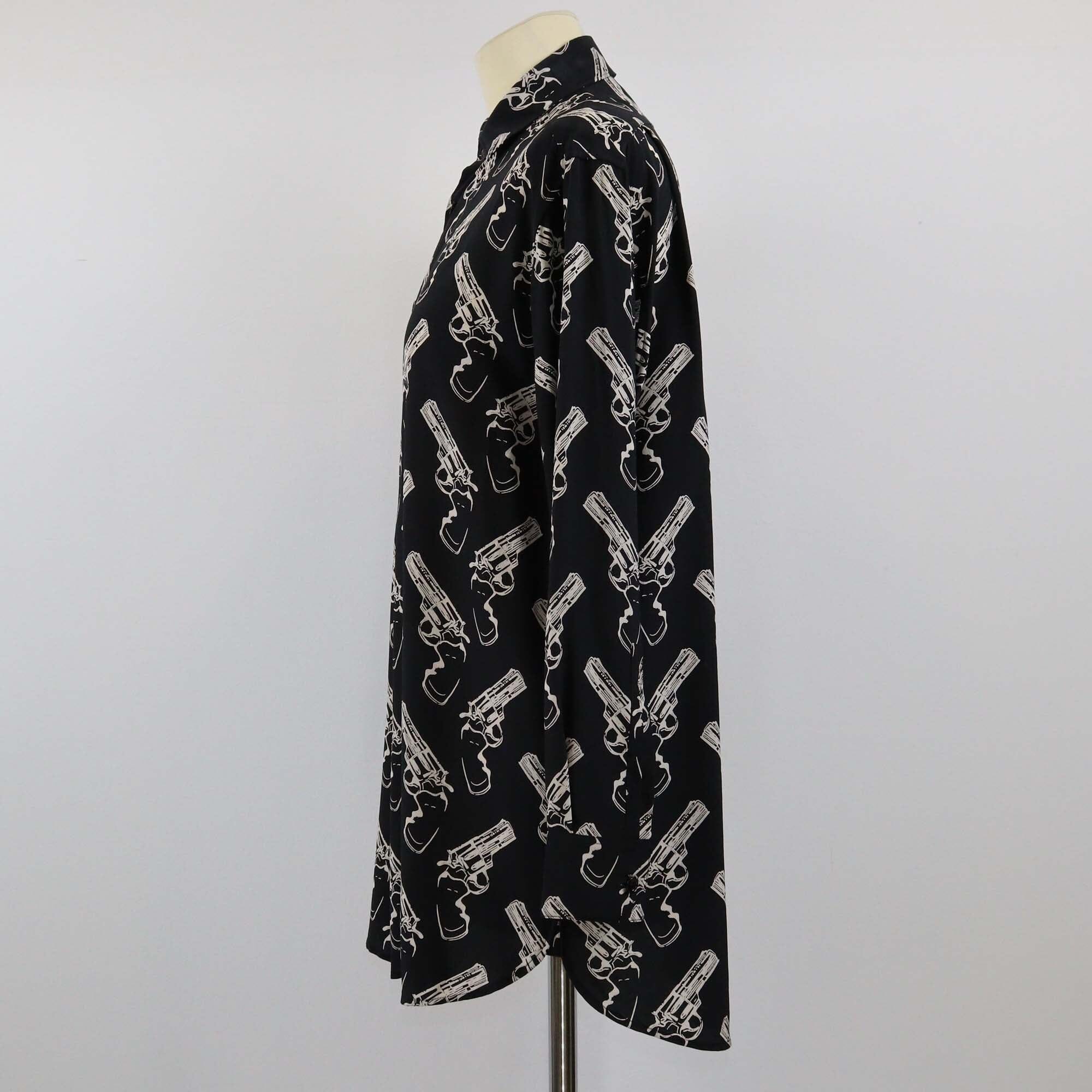 Saint Laurent Black Gun Print Long Sleeve Shirt Womens Saint Laurent