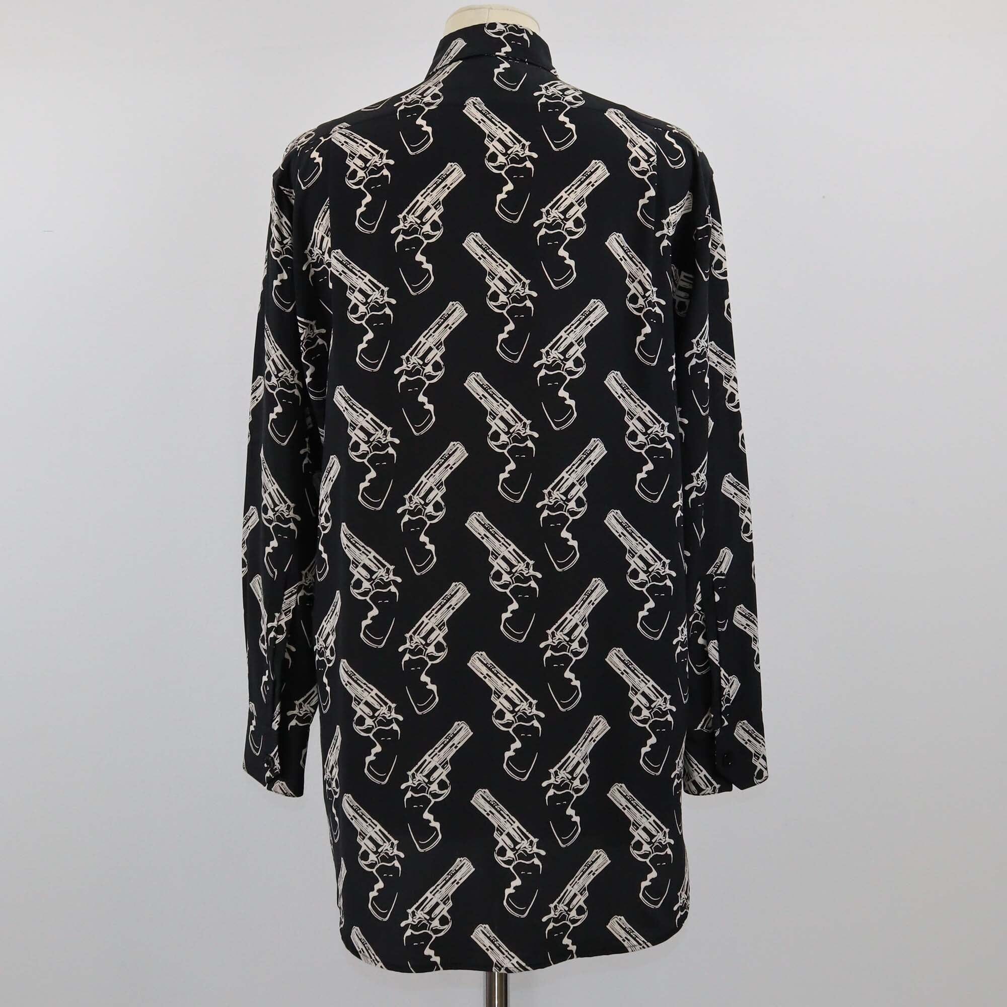 Saint Laurent Black Gun Print Long Sleeve Shirt Womens Saint Laurent