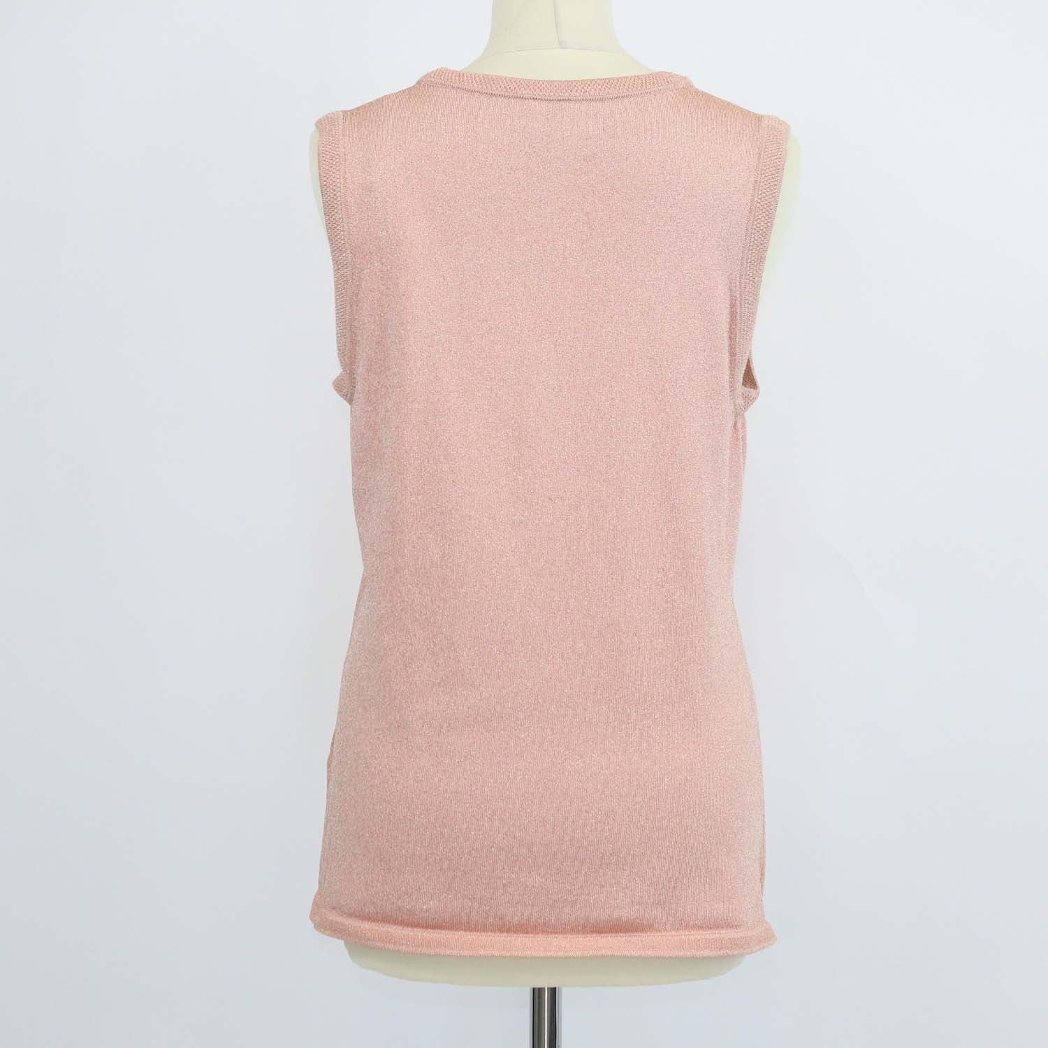 M Missoni Metallic Peach Jersey Scoop Neck Top
