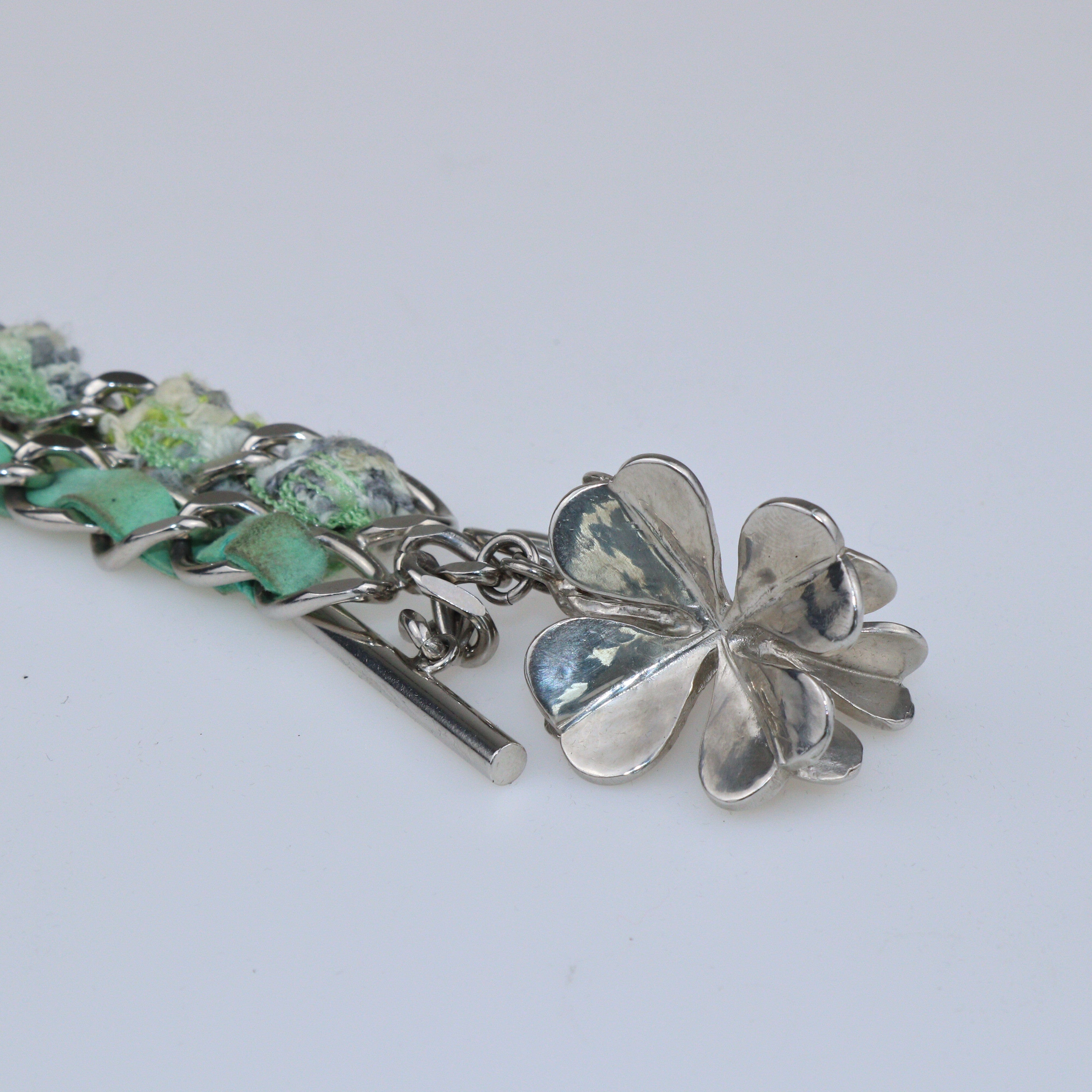 Green/Silver Chain Lucky Charms CC Bracelet Accessories Chanel