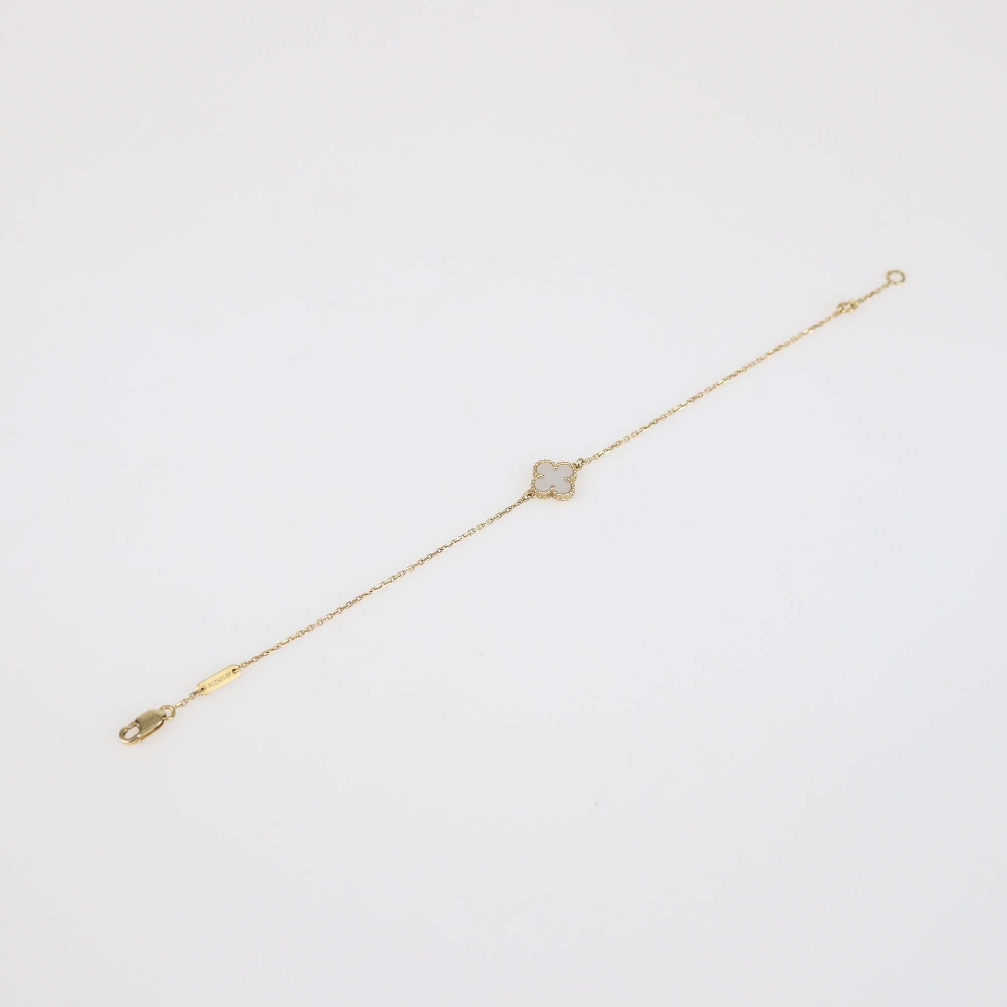 Van Cleef & Arpels 18K Yellow Gold Mother Of Pearl Sweet Alhambra Bracelet Womens Van Cleef & Arpels