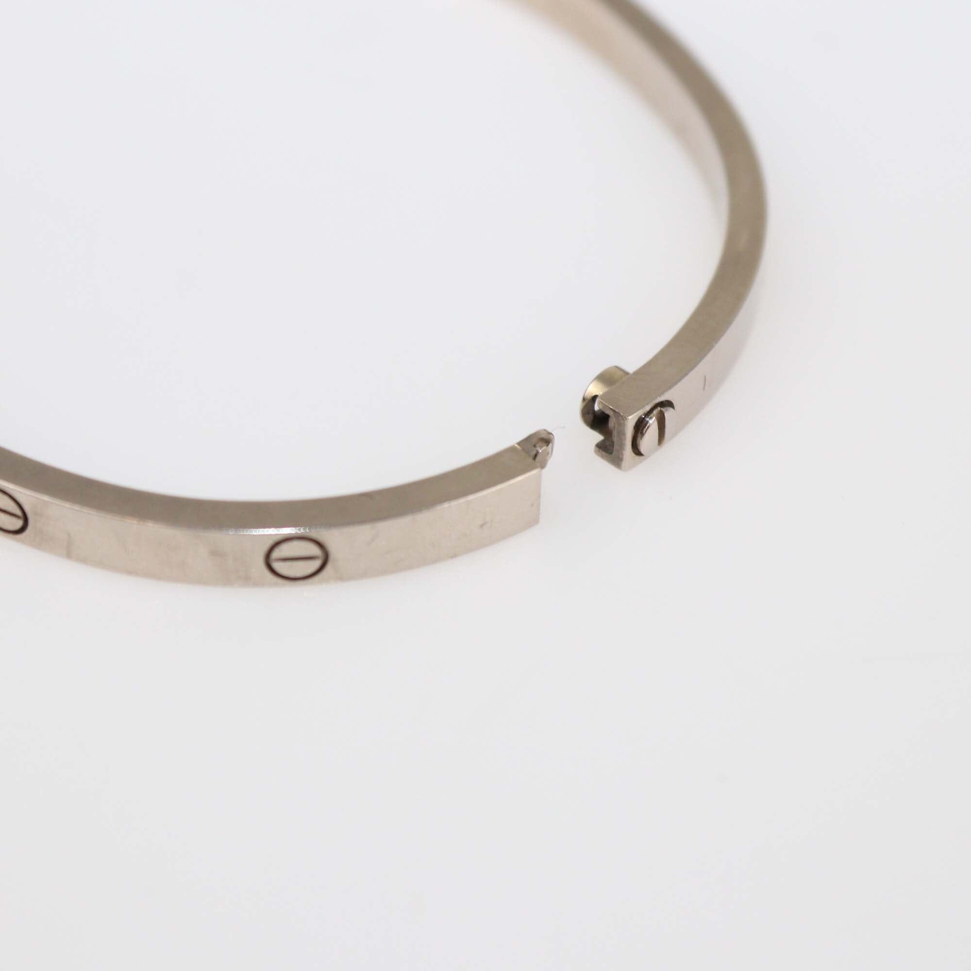 Cartier 18K White Gold Love Small Model Bracelet Size 16 Womens Cartier