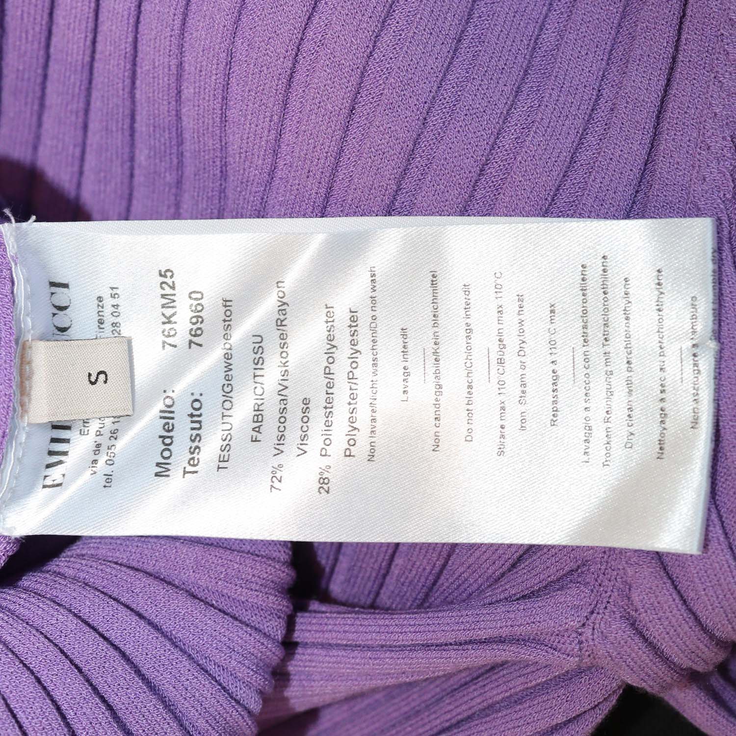 Emilio Pucci Purple Blend Viscose Ribbed Knit Sweater