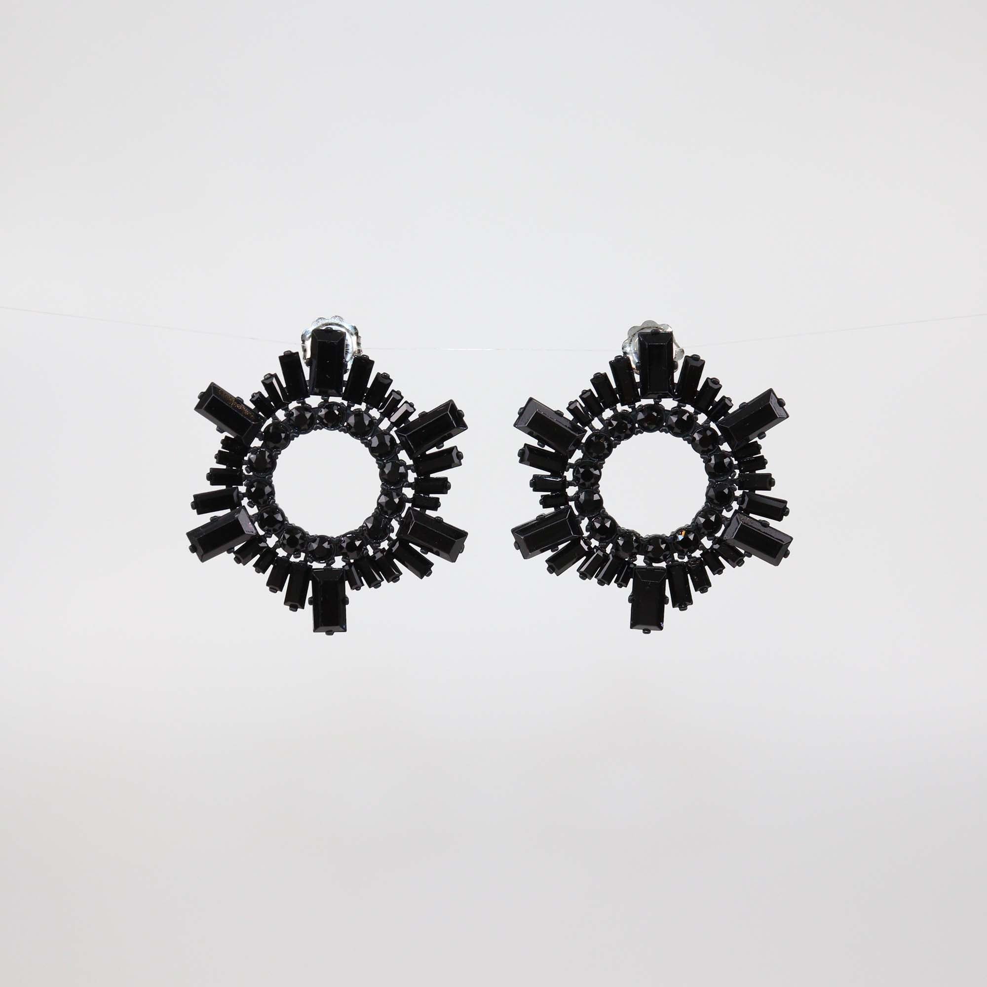 Amina Muaddi Black Crystal Begum Earrings