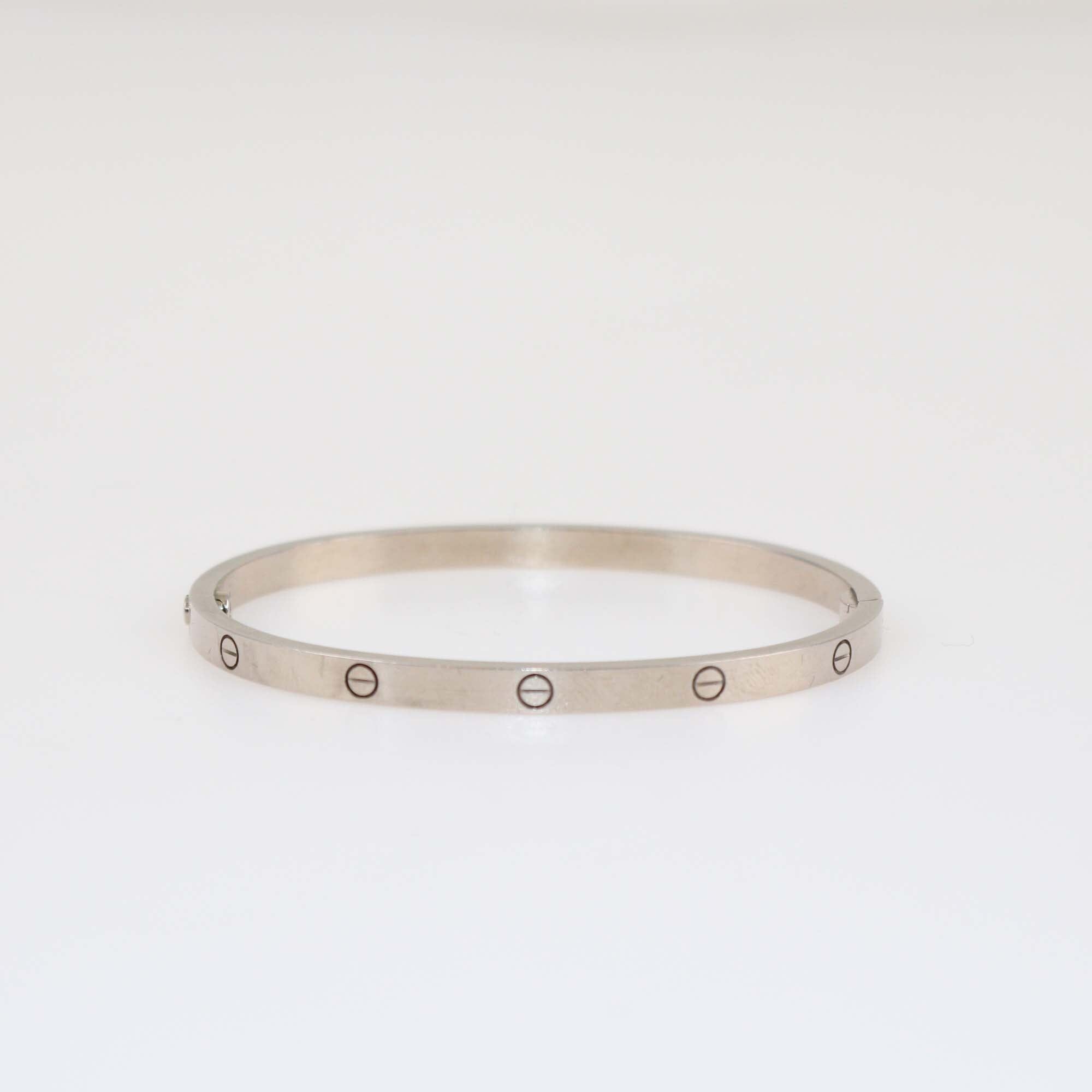 Cartier 18K White Gold Love Small Model Bracelet Size 16 Womens Cartier