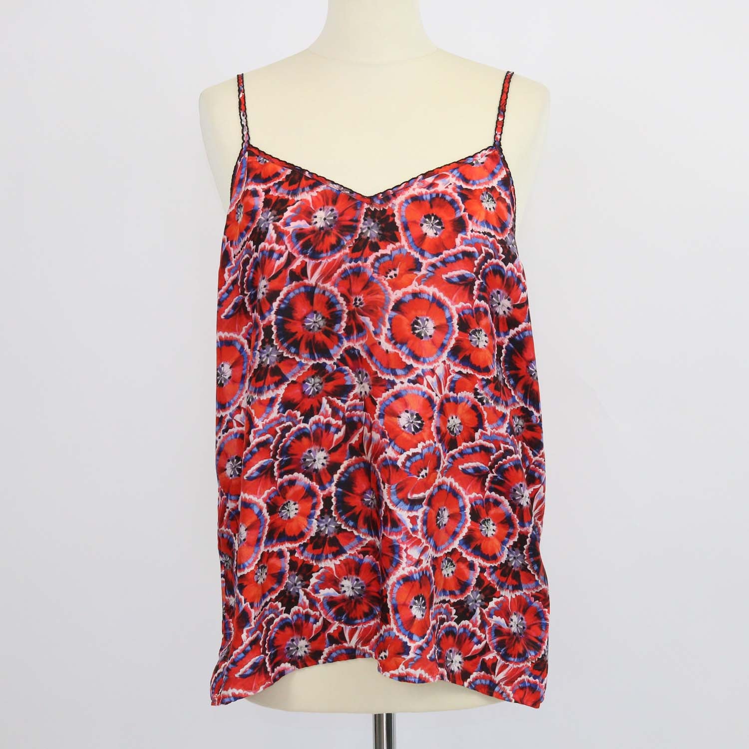 Gucci Red Silk Poppy Floral Print Top & Cardigan Set