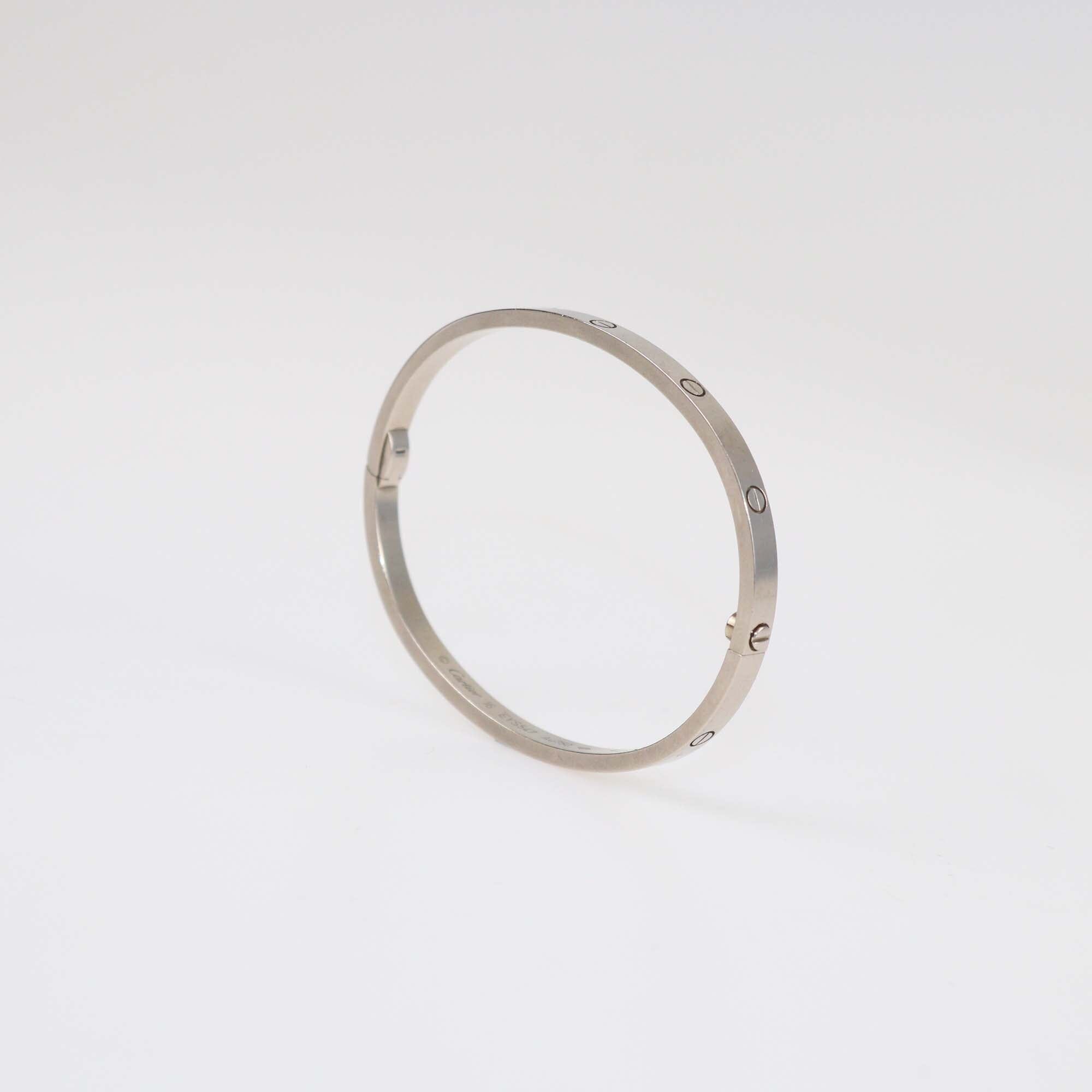 Cartier 18K White Gold Love Small Model Bracelet Size 16 Womens Cartier