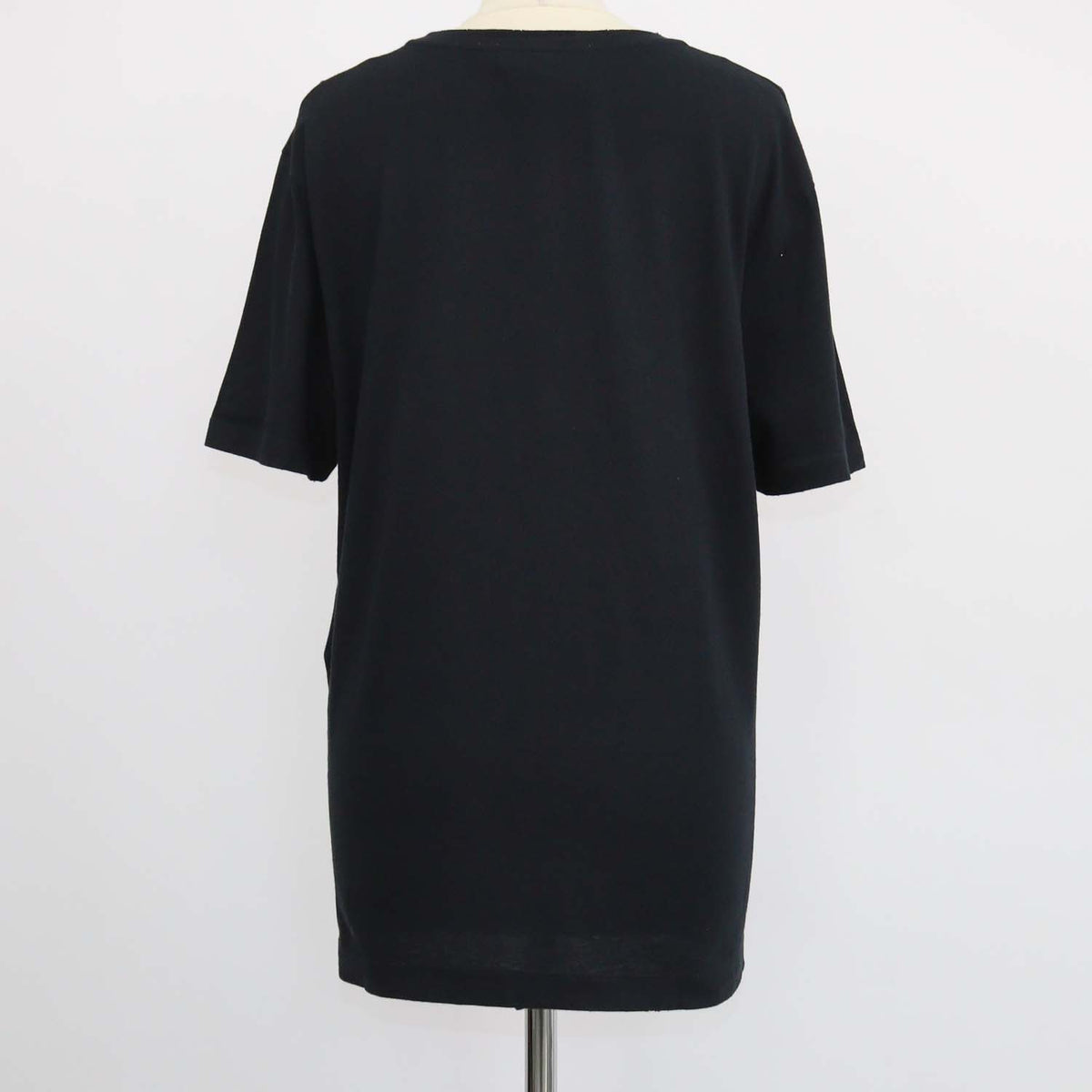 Gucci Black Cotton Logo Print Distressed Crew Neck T-Shirt