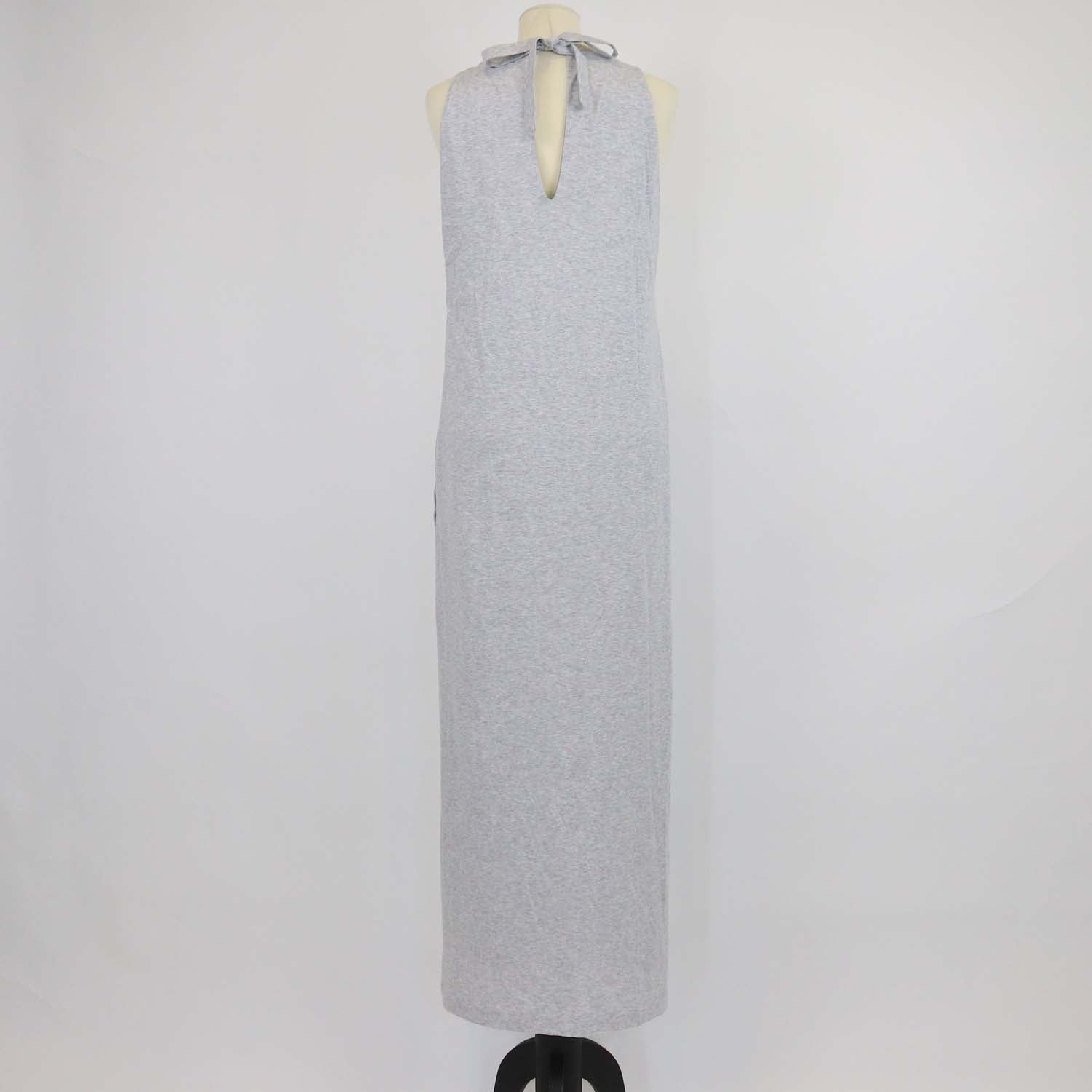 Brunello Cucinelli Grey Cotton Bow Sleeveless Long Dress