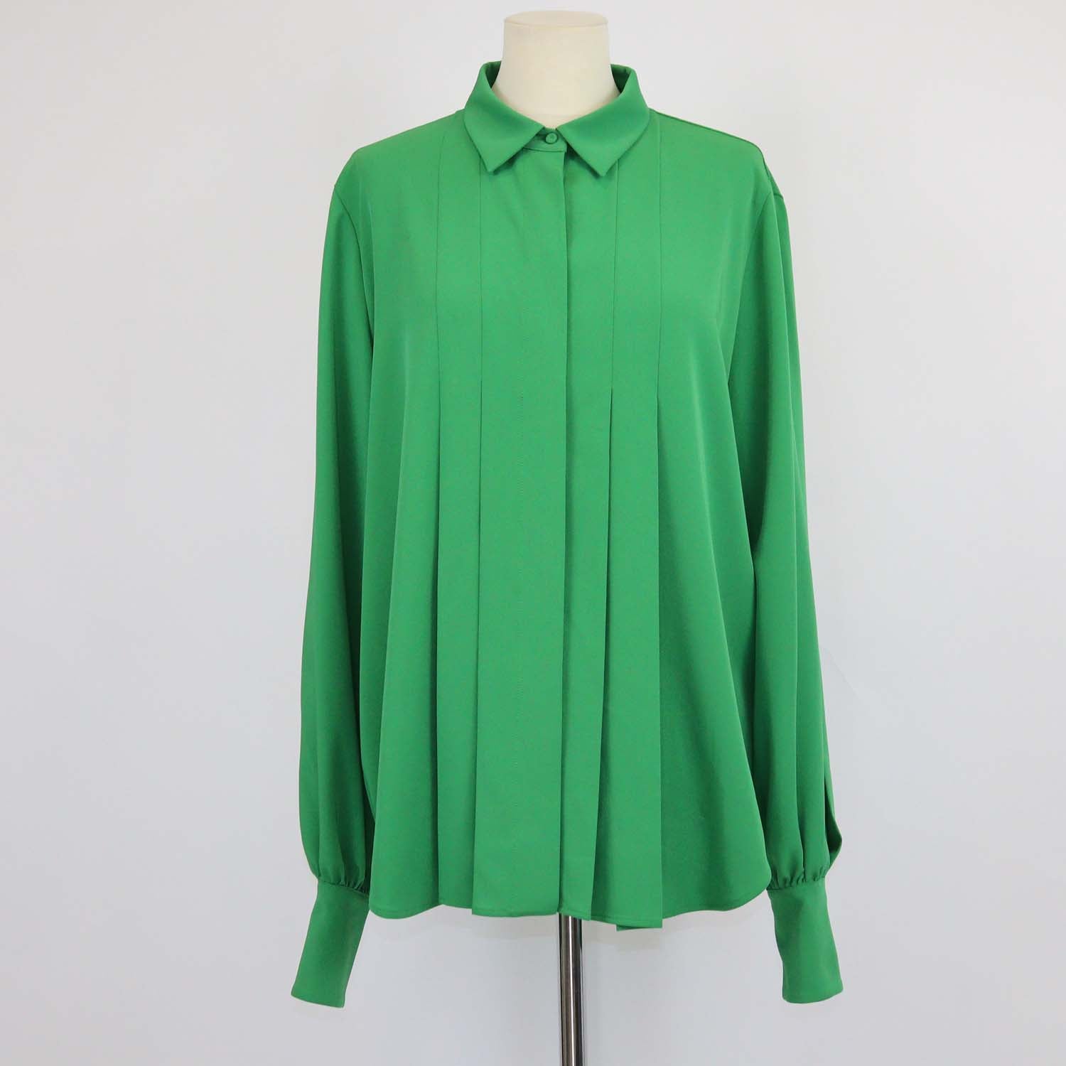 Elie Saab Green Pleated Light Cady Long Sleeve Shirt