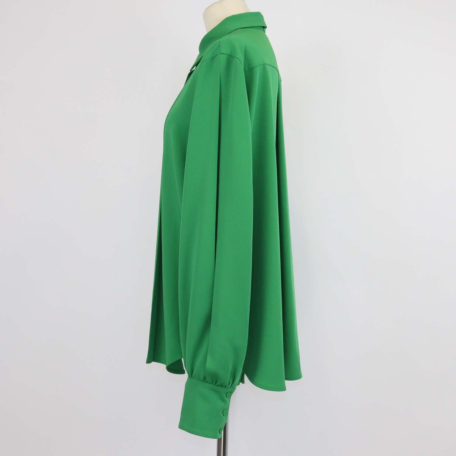 Elie Saab Green Pleated Light Cady Long Sleeve Shirt