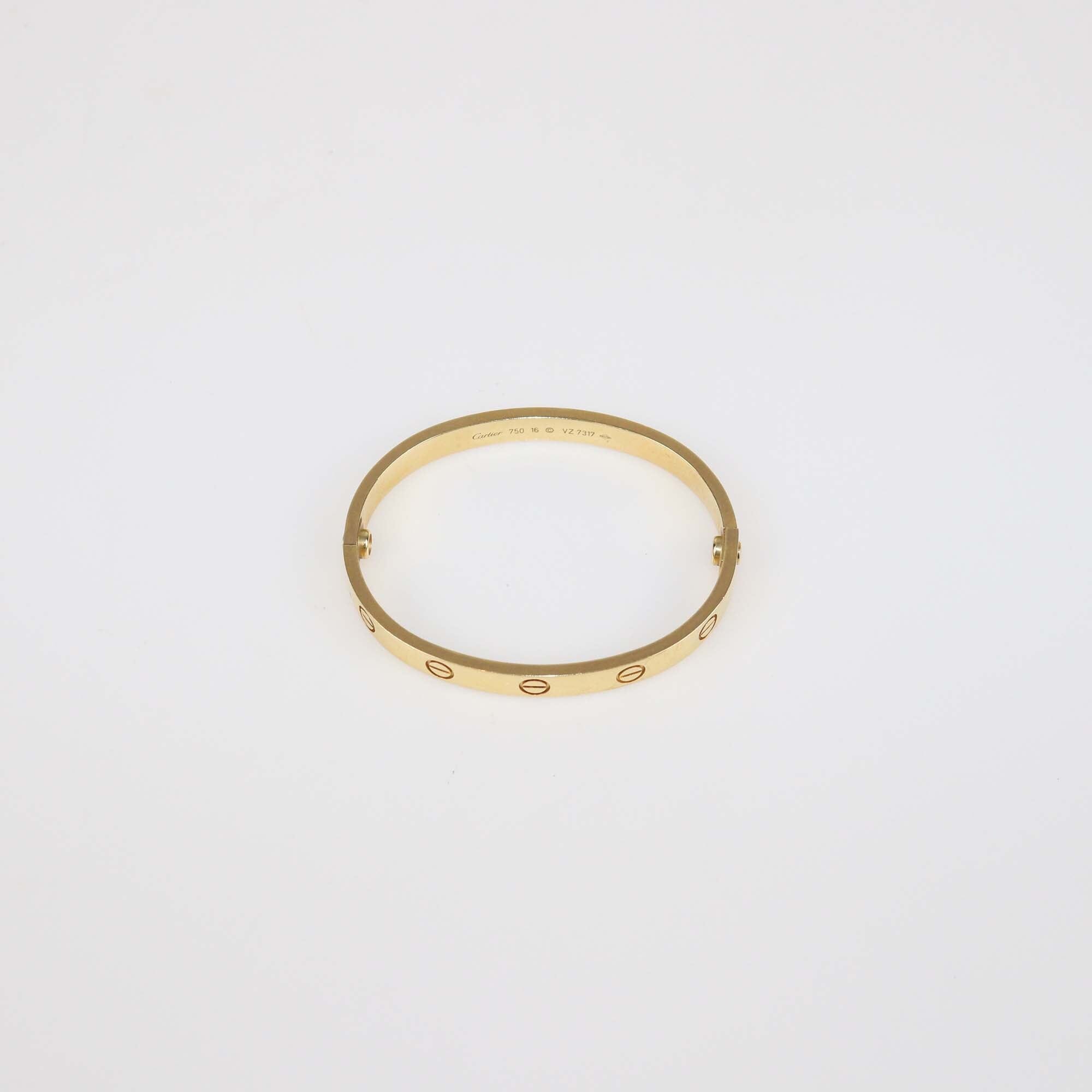 Cartier 18K Yellow Gold Love Bracelet Size 16 Womens Cartier