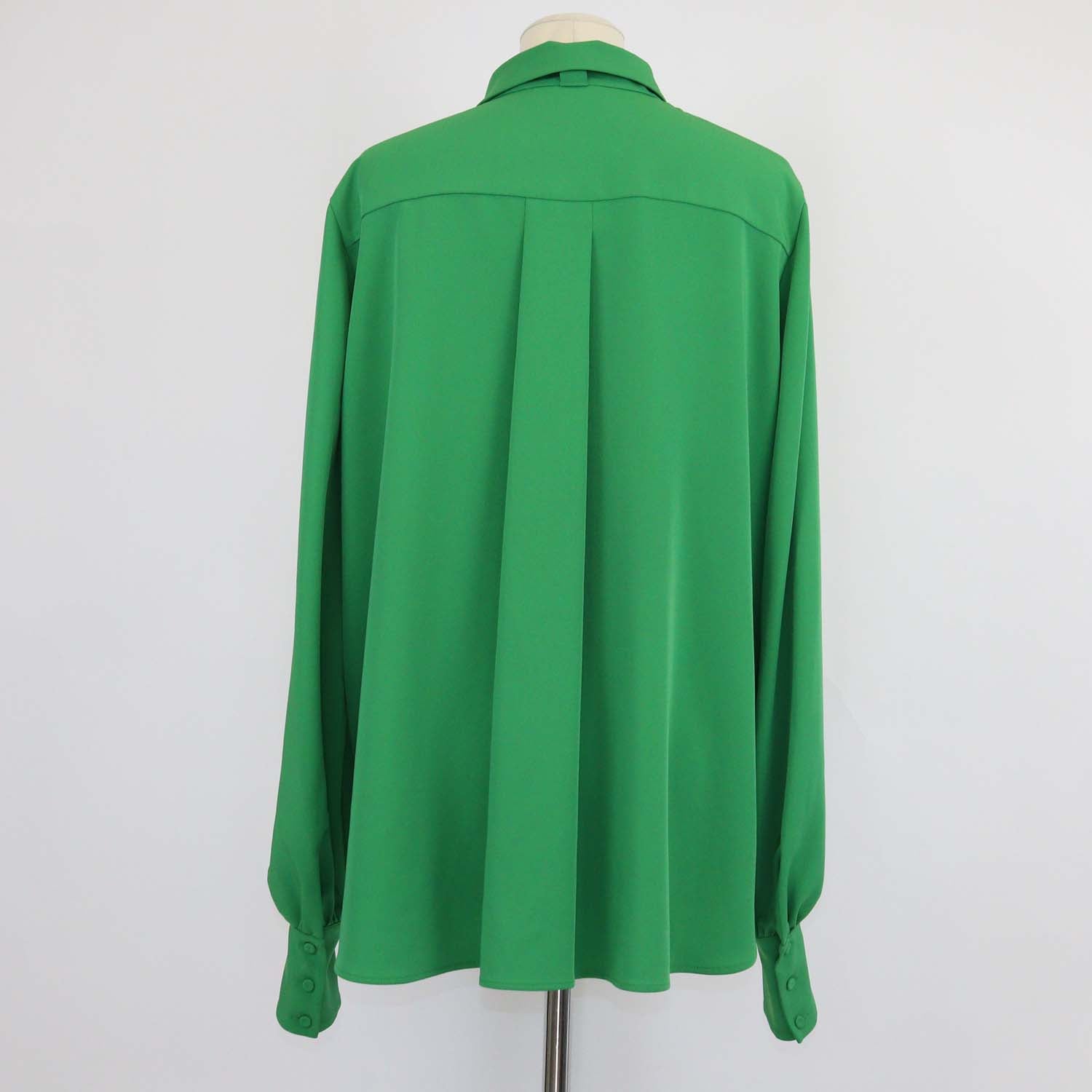 Elie Saab Green Pleated Light Cady Long Sleeve Shirt