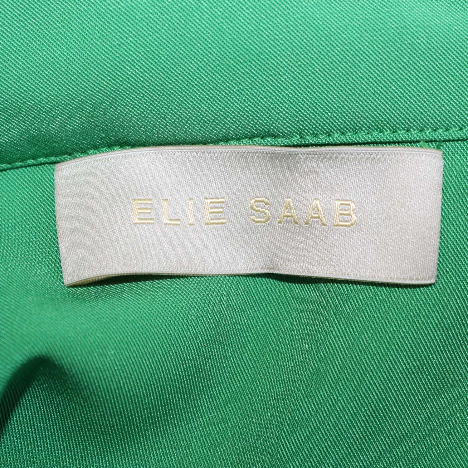 Elie Saab Green Pleated Light Cady Long Sleeve Shirt