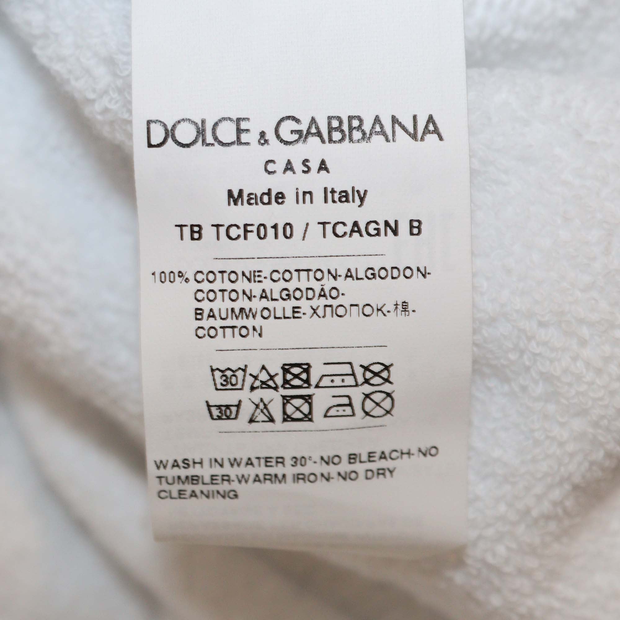 Dolce & Gabbana Casa White/Blue Mediterraneo Terry Cloth Bathrobe