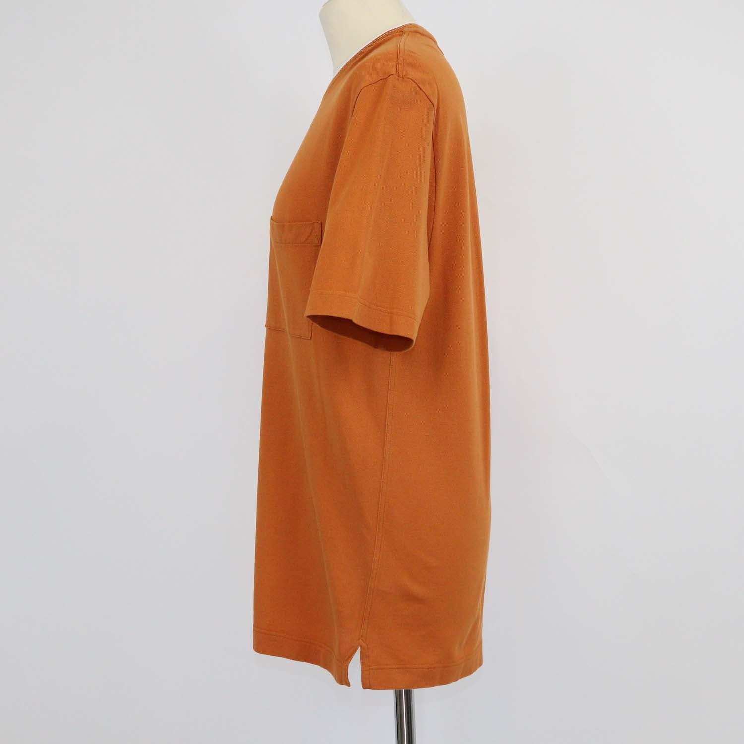 Hermes Orange Brule Cotton Piqures Sellier T-Shirt