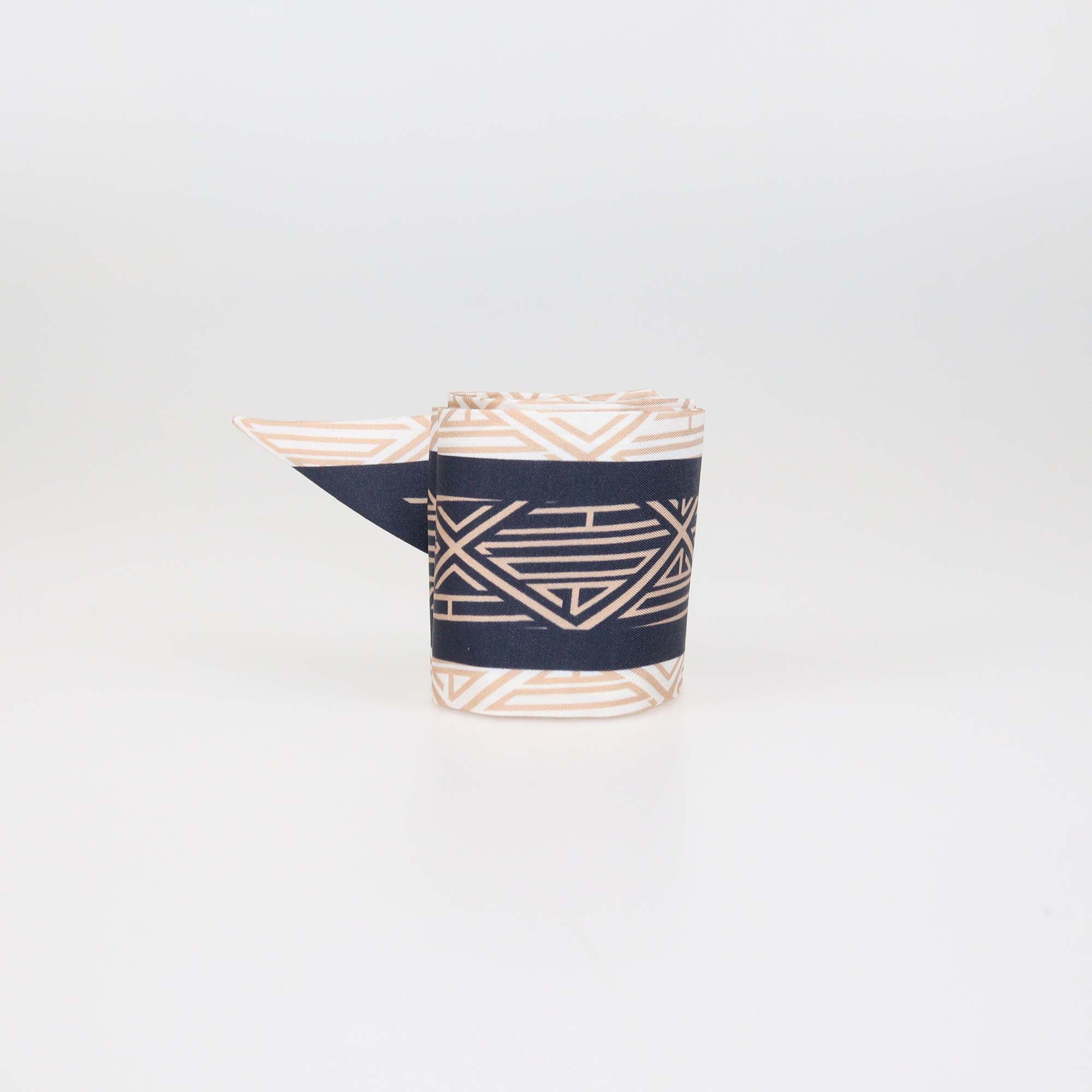 Chloe Navy Blue/Cream Silk Charlie Bandeau Scarf