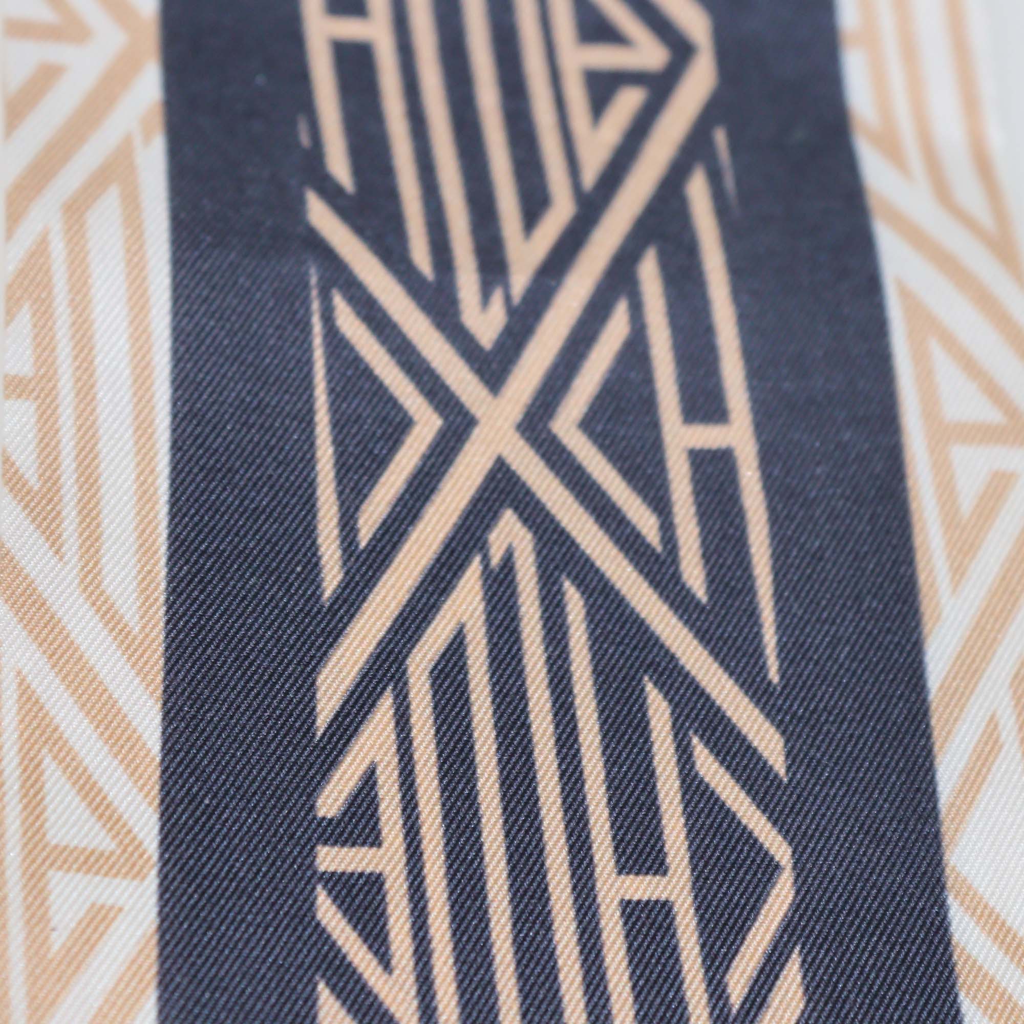 Chloe Navy Blue/Cream Silk Charlie Bandeau Scarf