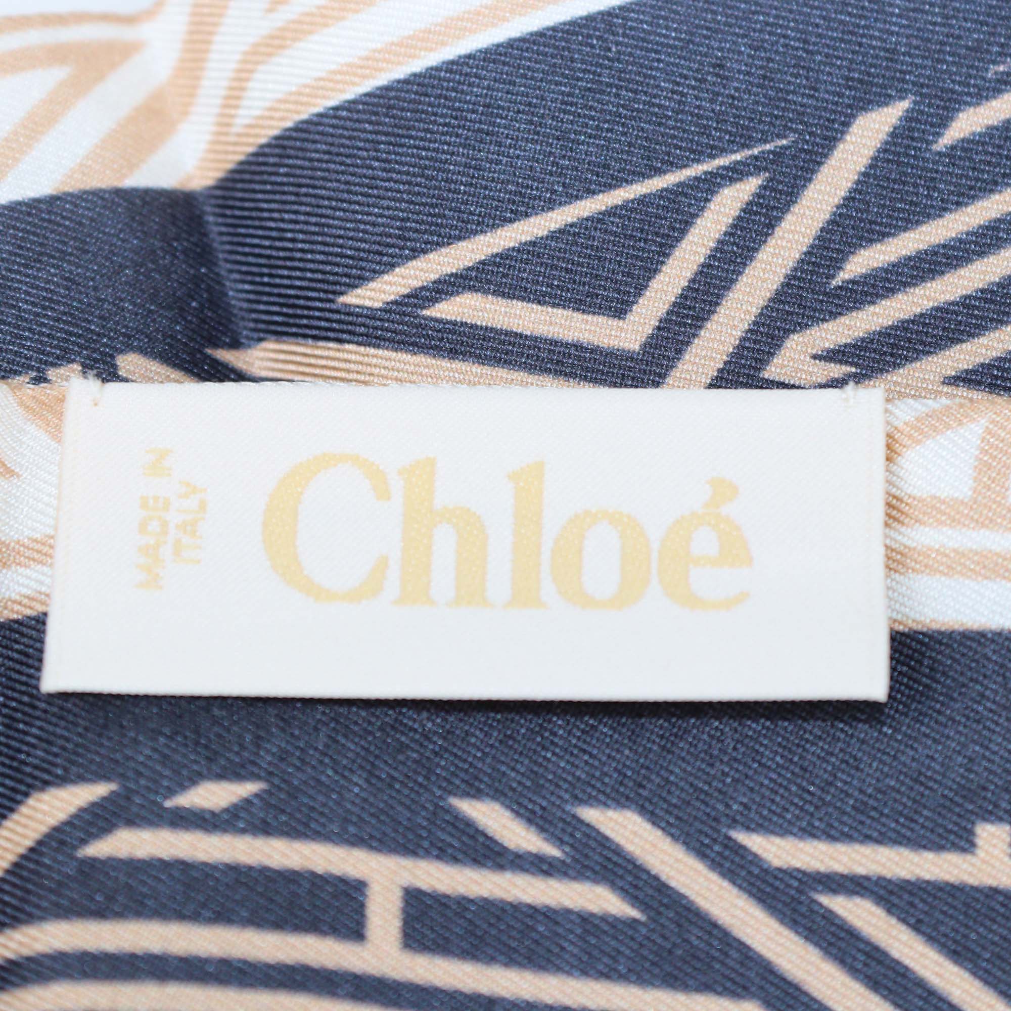 Chloe Navy Blue/Cream Silk Charlie Bandeau Scarf