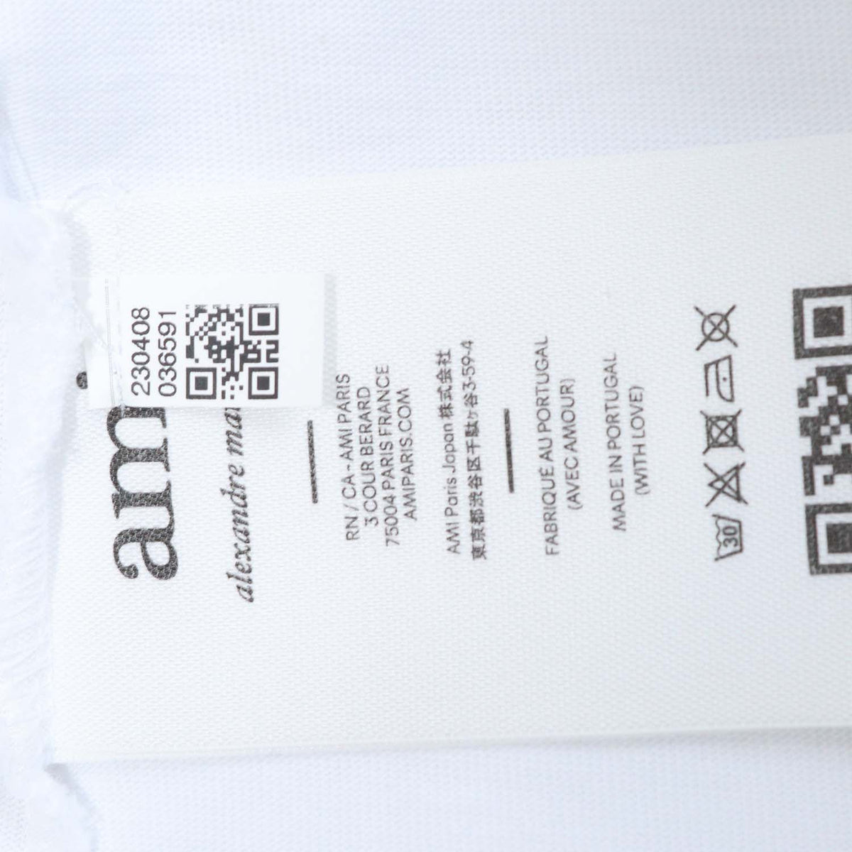 Ami Alexandre Mattiussi White Cotton Heart Paris Embroidered Crew Neck T-Shirt