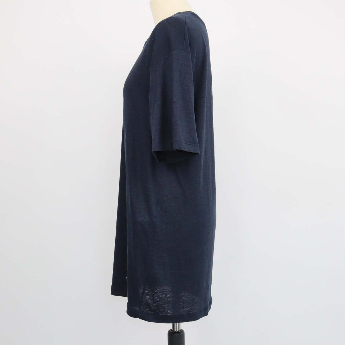 Gucci Navy Blue Linen Interlocking G Patch Crew Neck T-Shirt