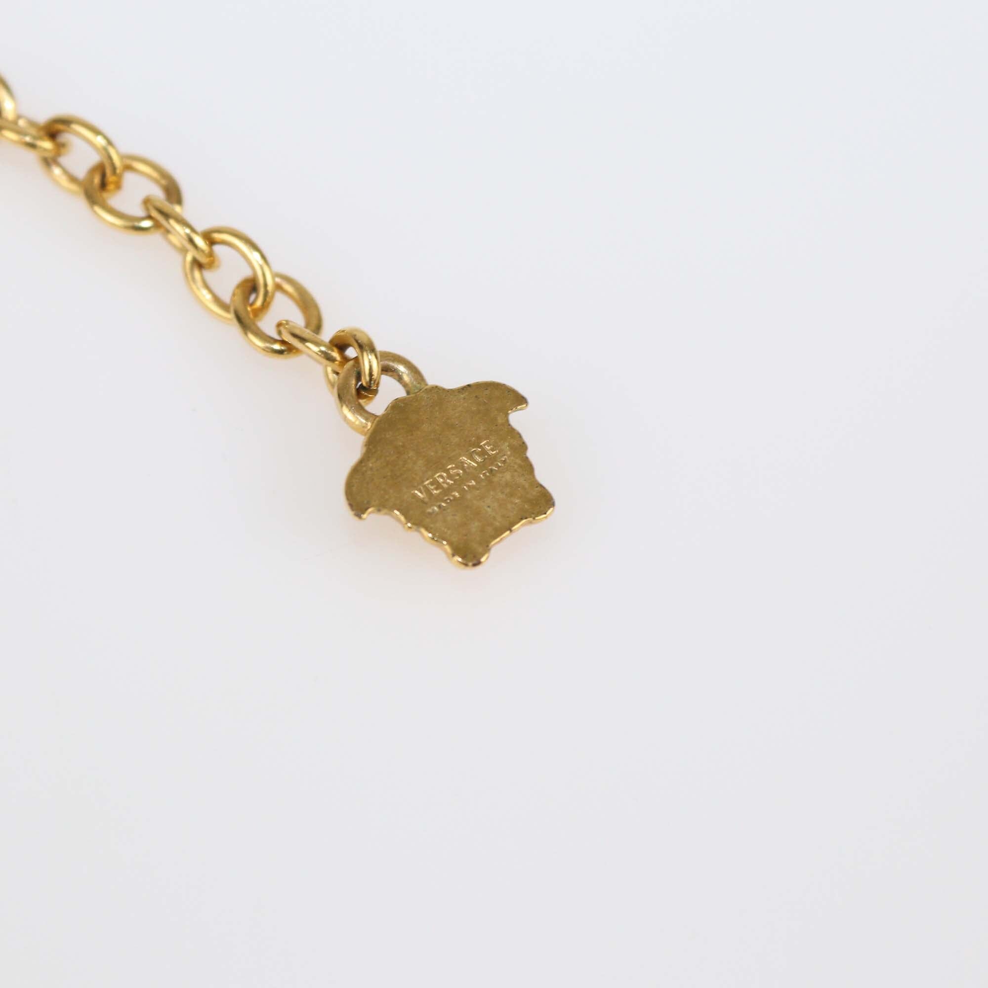 Versace Medusa Medallion Pendant Green Enamel Gold Tone Chain Necklace & Stud Earrings Set Womens Versace