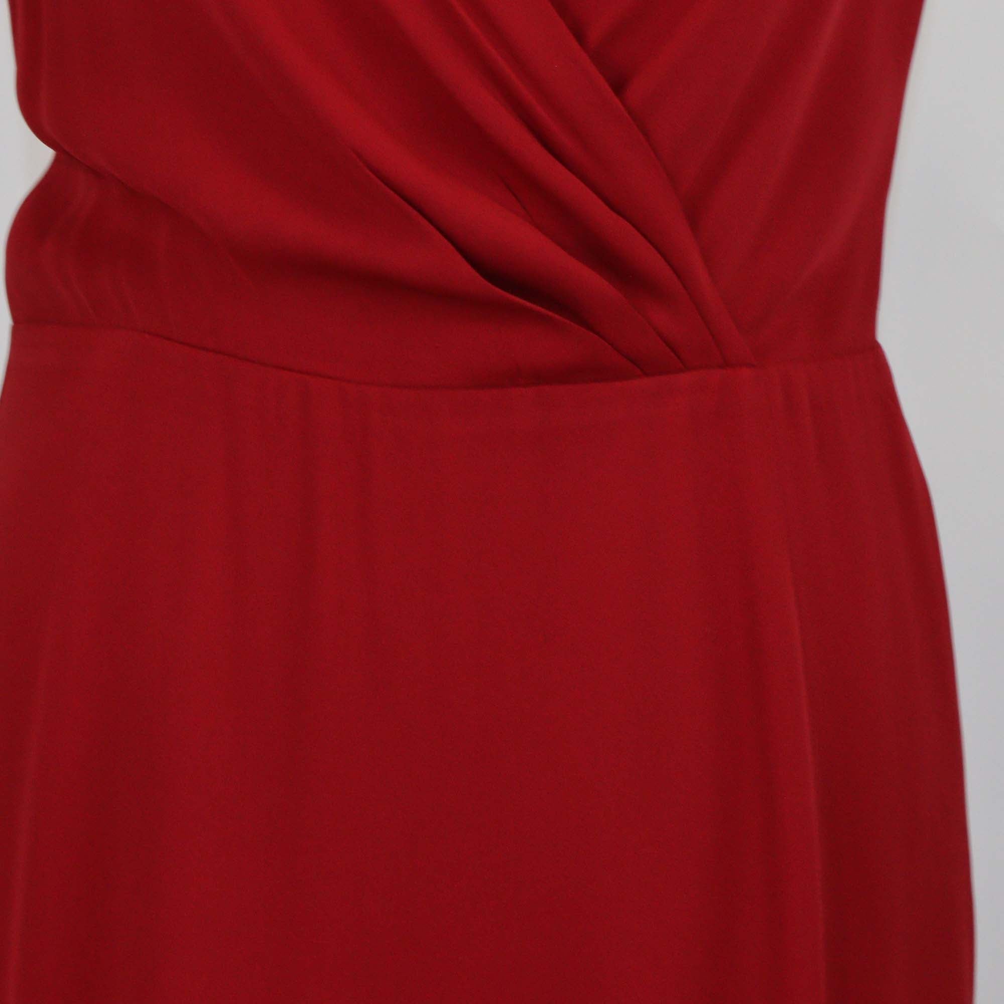 Ralph Lauren Dark Red Silk V Neck Sleeveless Long Dress