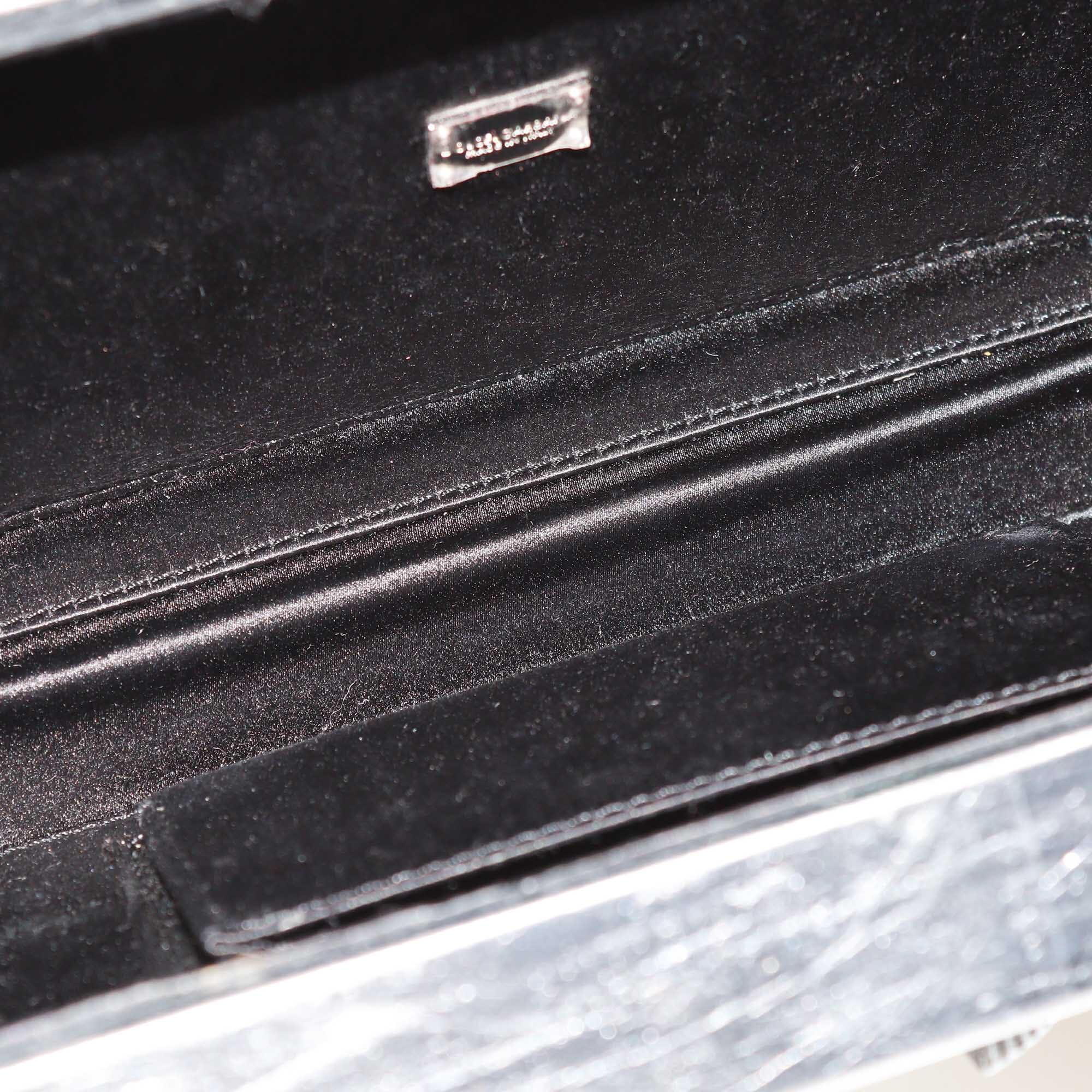 Dolce & Gabbana Black/Silver Croc Embossed Camera Case Shoulder Bag Bags Dolce & Gabbana