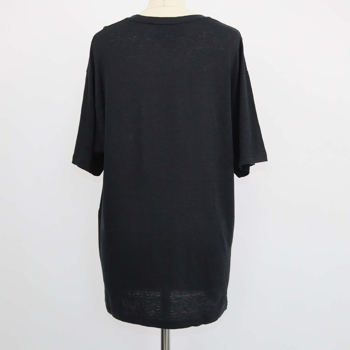 Gucci Black Linen Interlocking G Patch Crew Neck T-Shirt