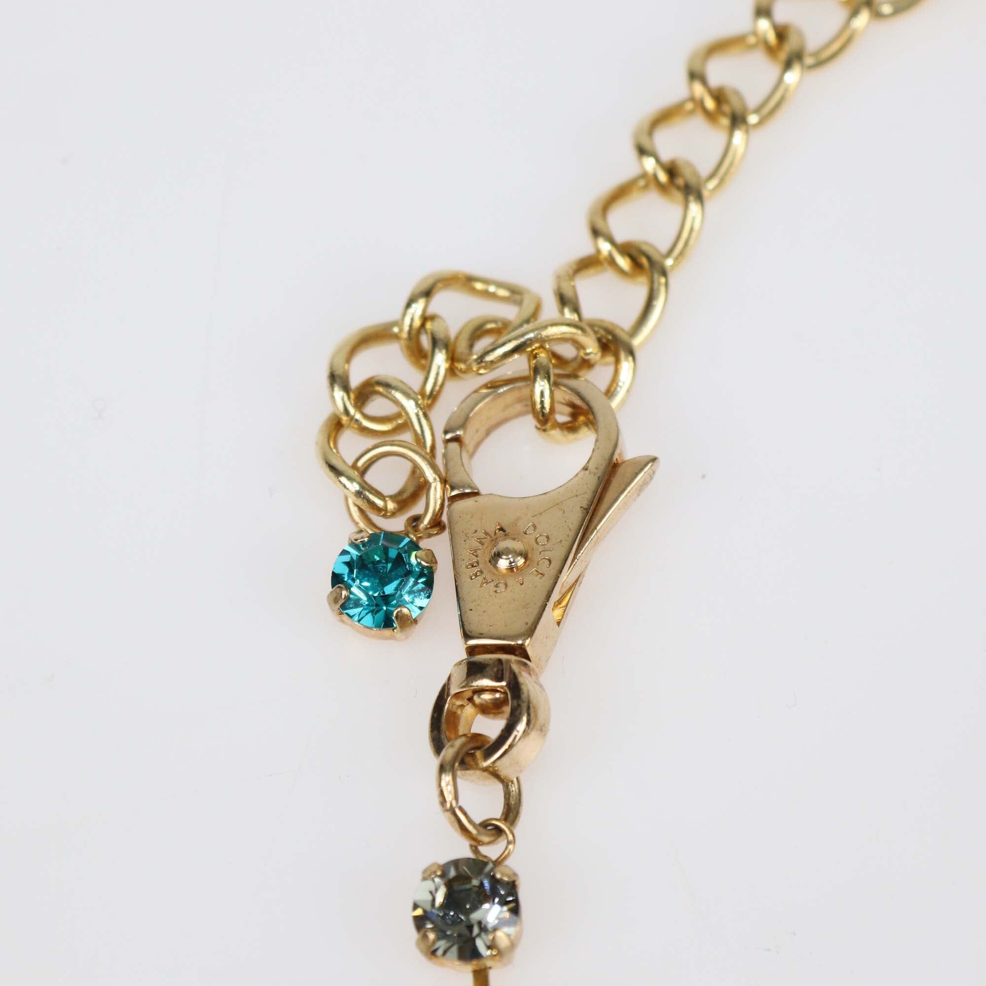 Dolce & Gabbana Gold Tone Metal Blue Crystal Necklace Womens Dolce & Gabbana