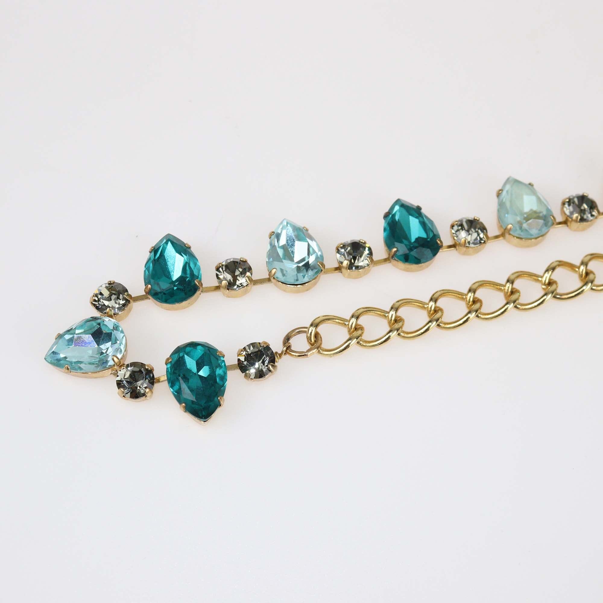 Dolce & Gabbana Gold Tone Metal Blue Crystal Necklace Womens Dolce & Gabbana