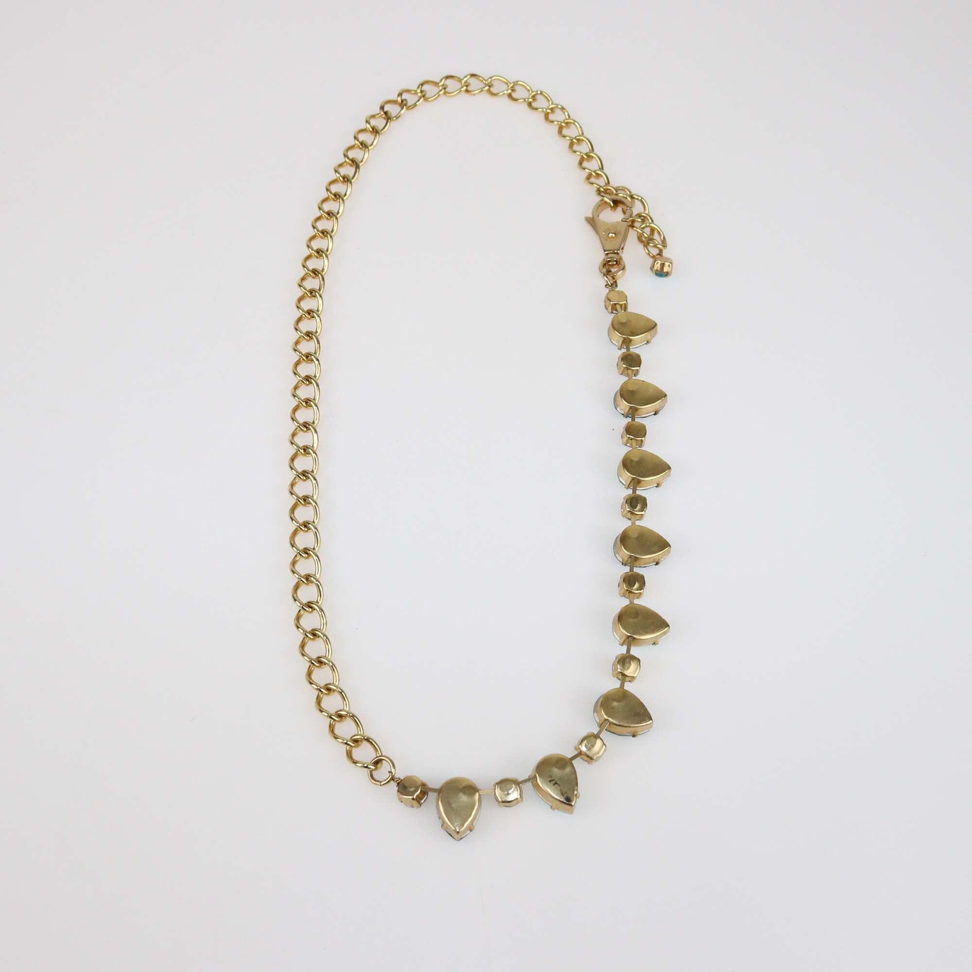 Dolce & Gabbana Gold Tone Metal Blue Crystal Necklace Womens Dolce & Gabbana