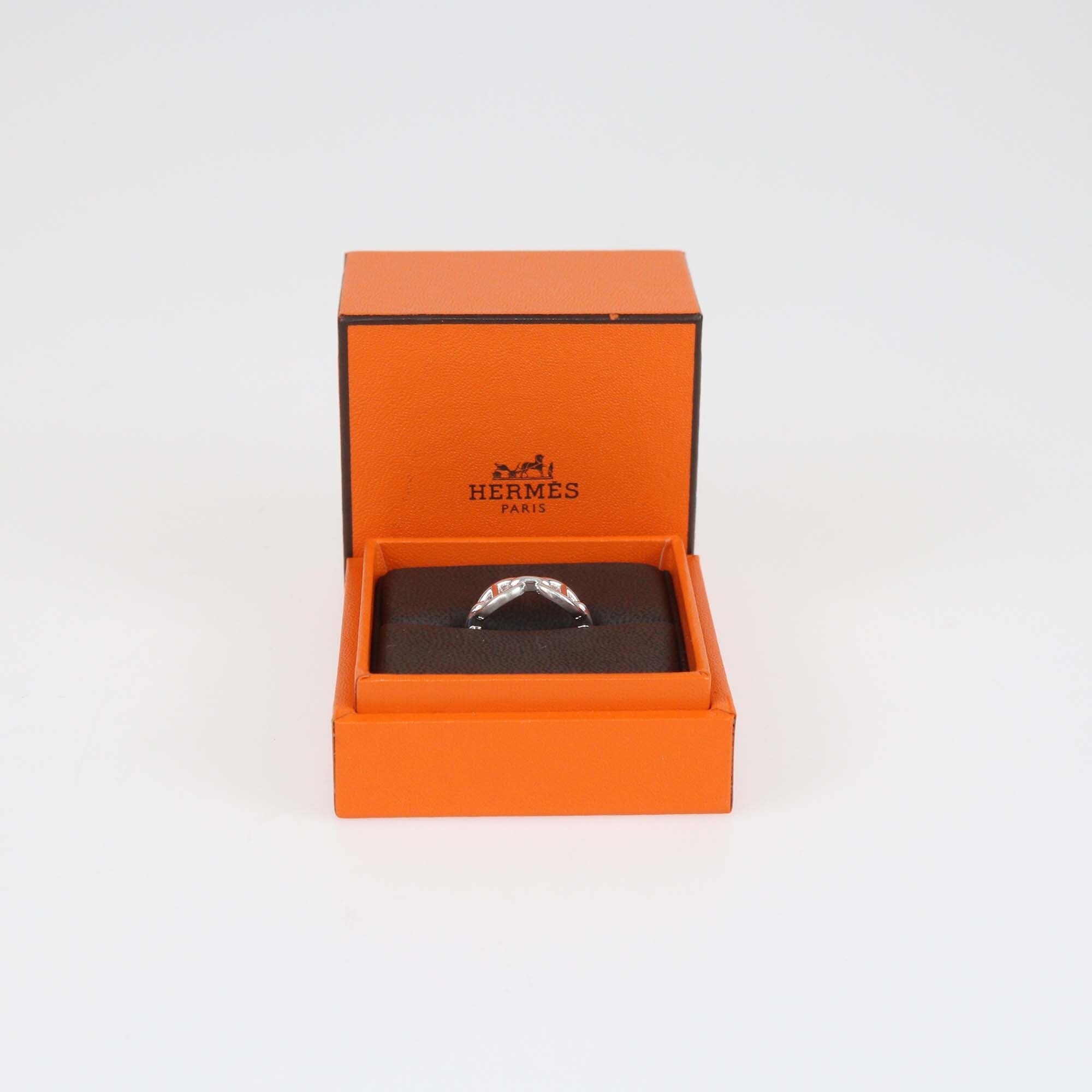 Hermes Small Chaine D'Ancre Sterling Silver Ring Womens Hermes