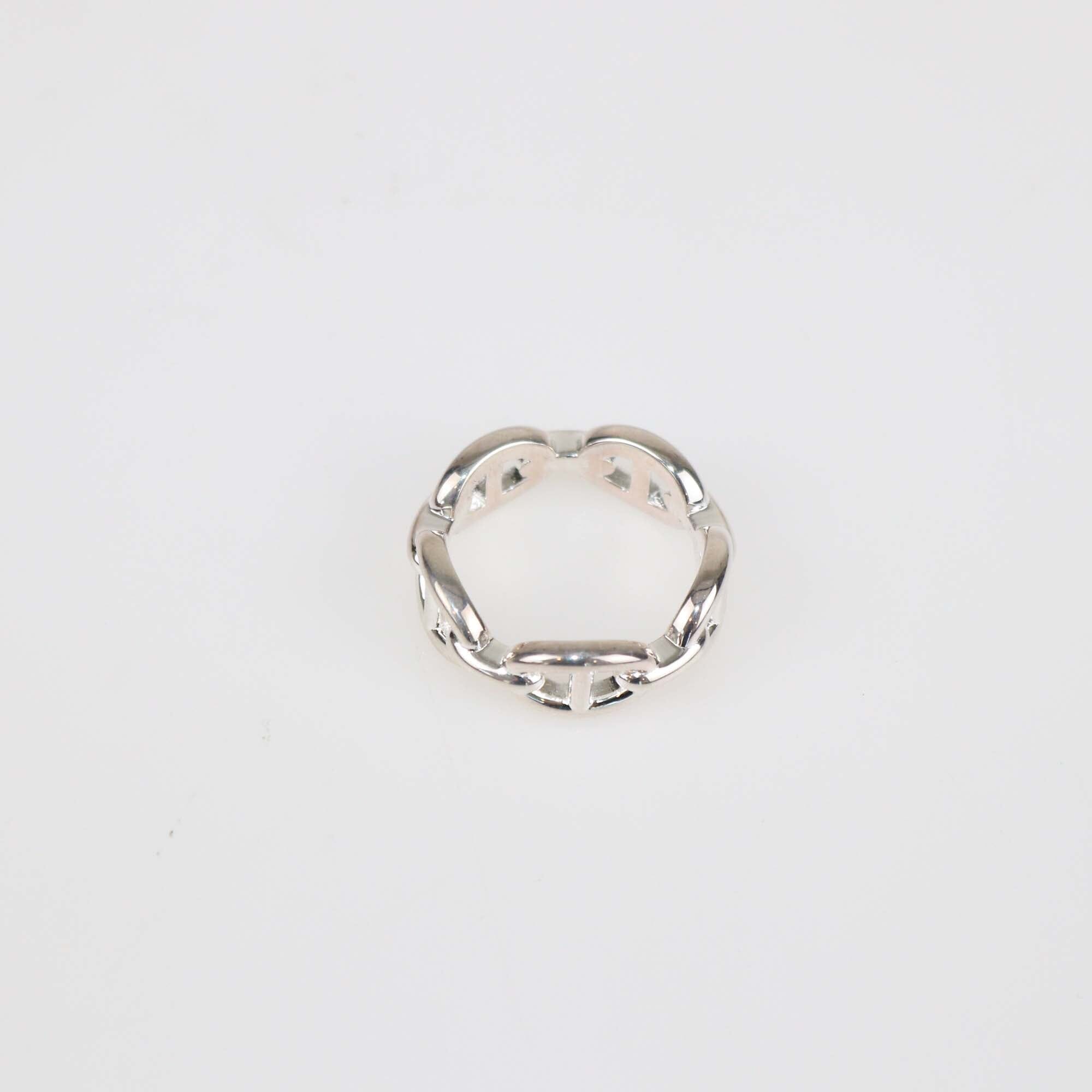 Hermes Small Chaine D'Ancre Sterling Silver Ring Womens Hermes