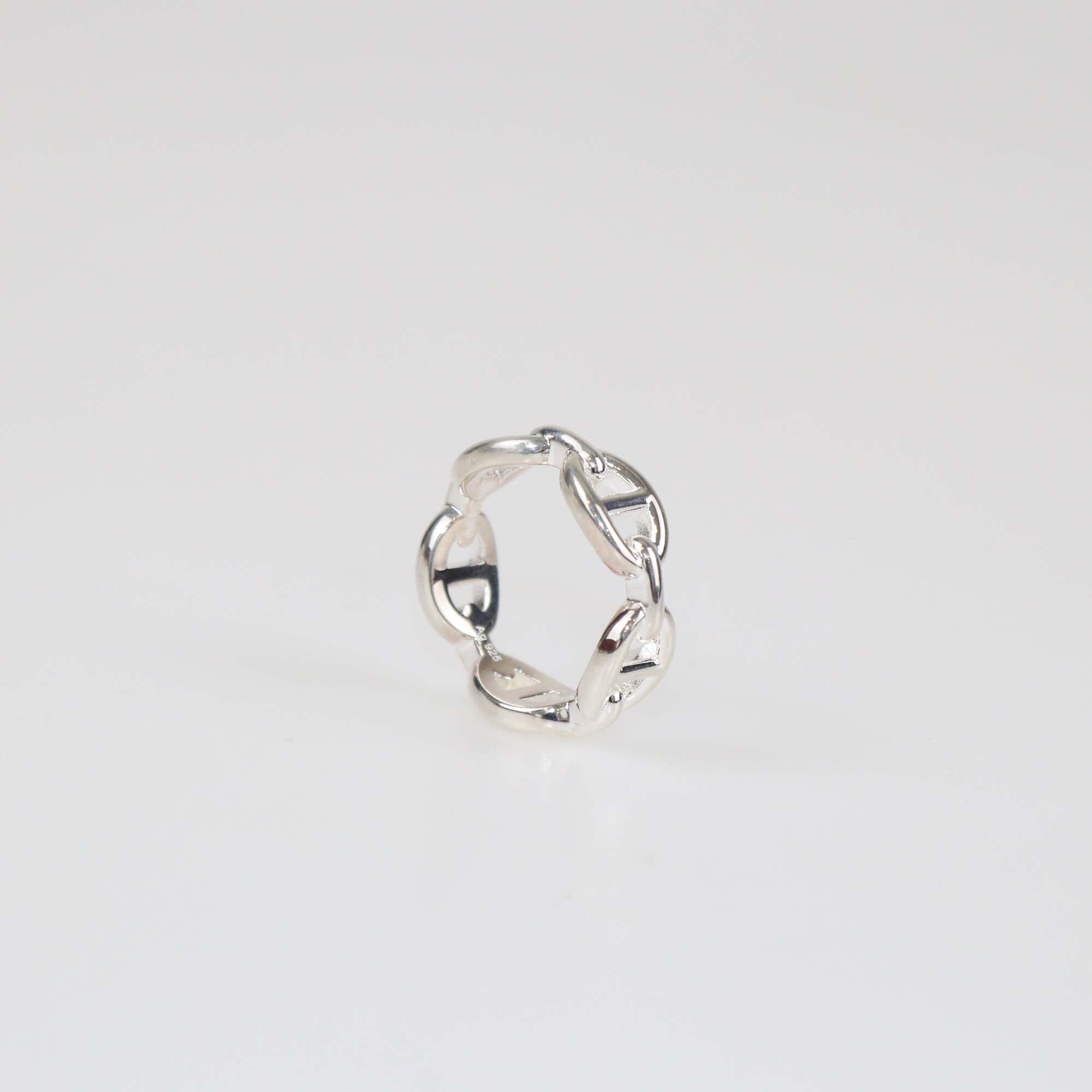 Hermes Small Chaine D'Ancre Sterling Silver Ring Womens Hermes