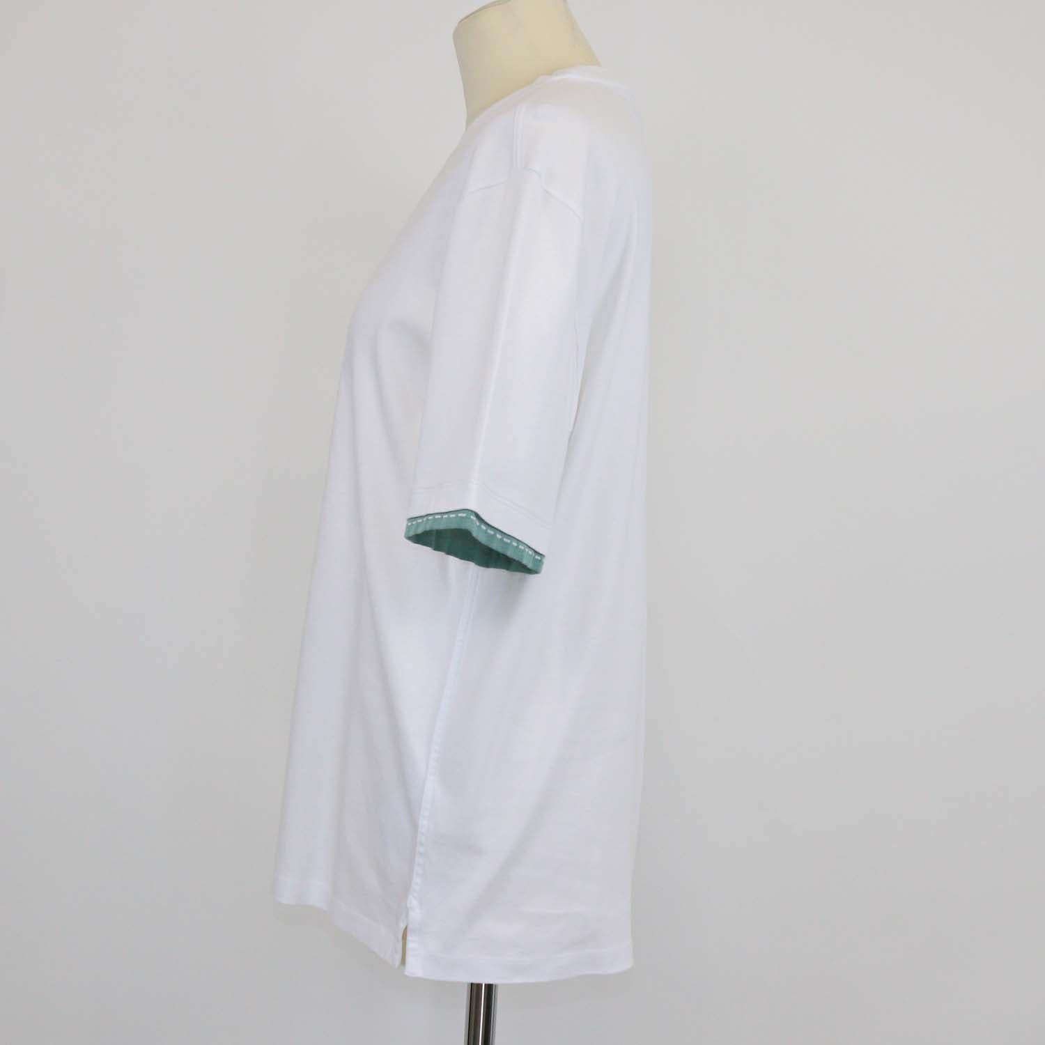 Hermes White Cotton Piqures Sellier Sleeve T-Shirt