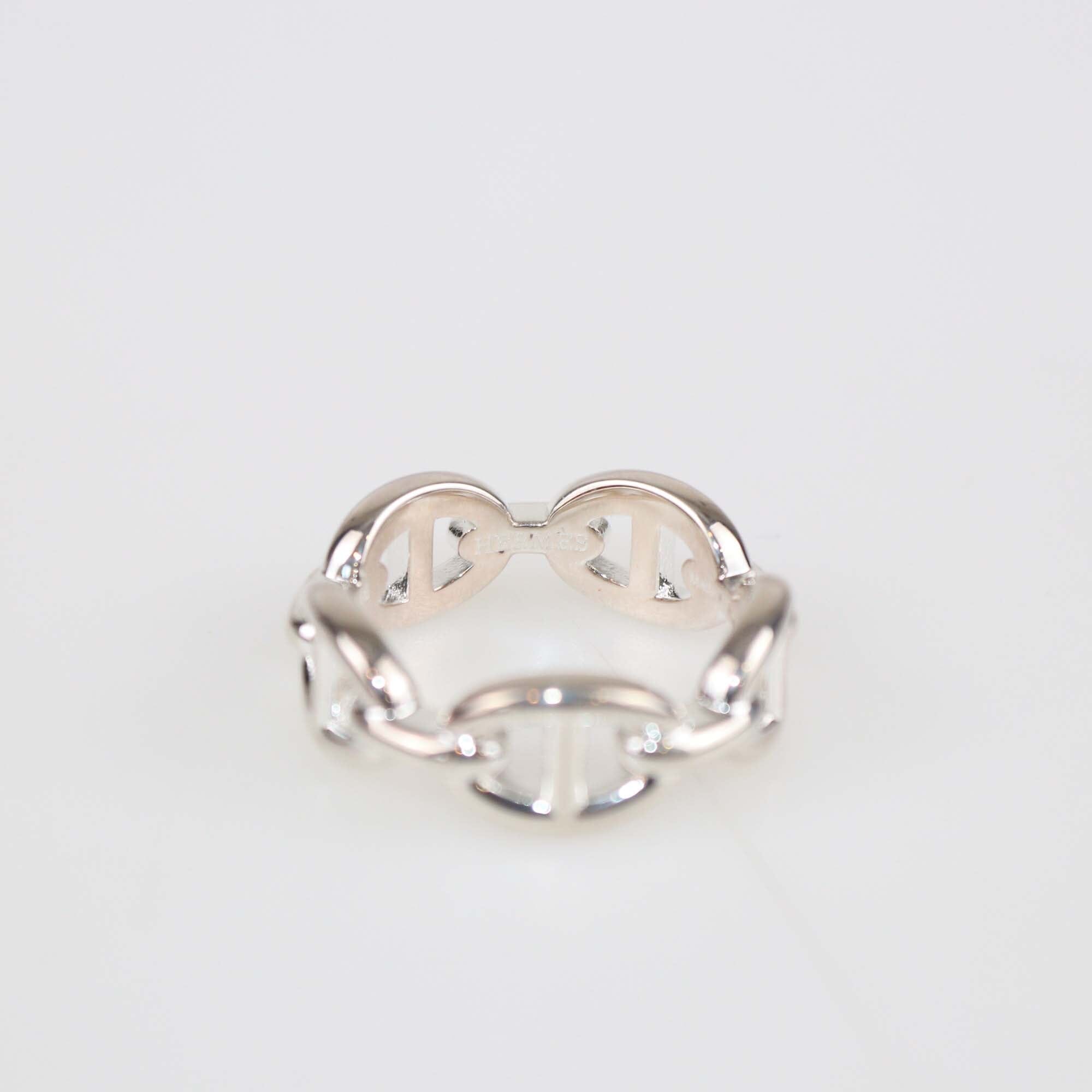 Hermes Small Chaine D'Ancre Sterling Silver Ring Womens Hermes