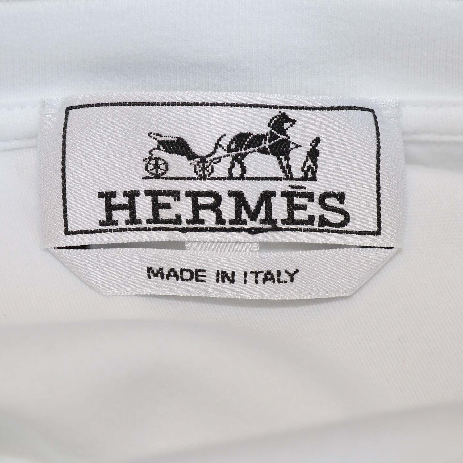 Hermes White Cotton Piqures Sellier Sleeve T-Shirt