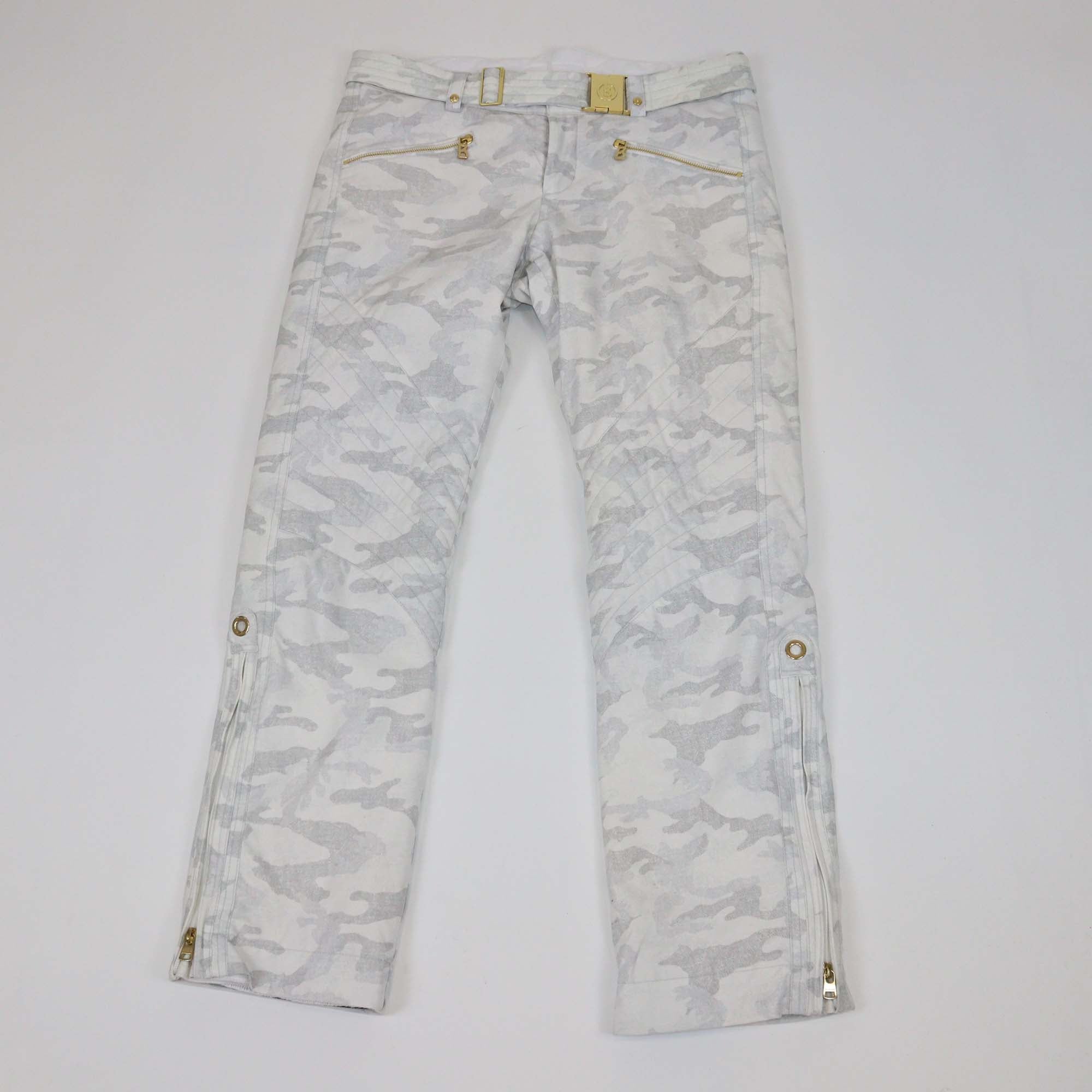 Bogner Grey Camouflage Print Blend Nylon Belted Ski Trouser