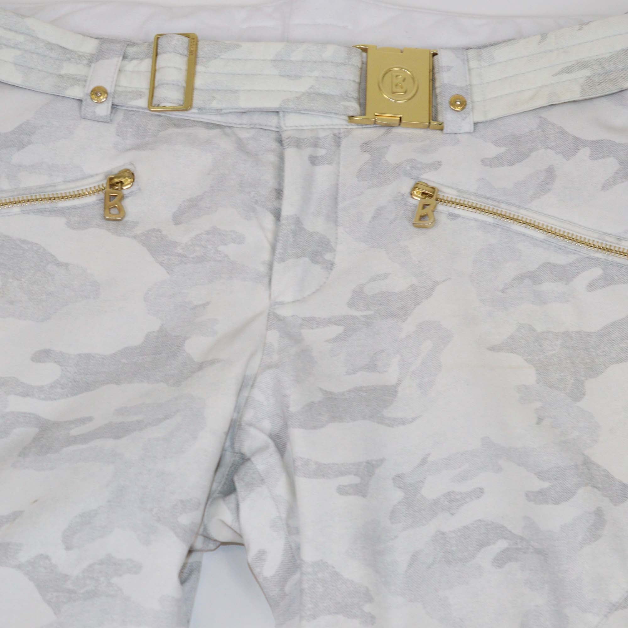 Bogner Grey Camouflage Print Blend Nylon Belted Ski Trouser