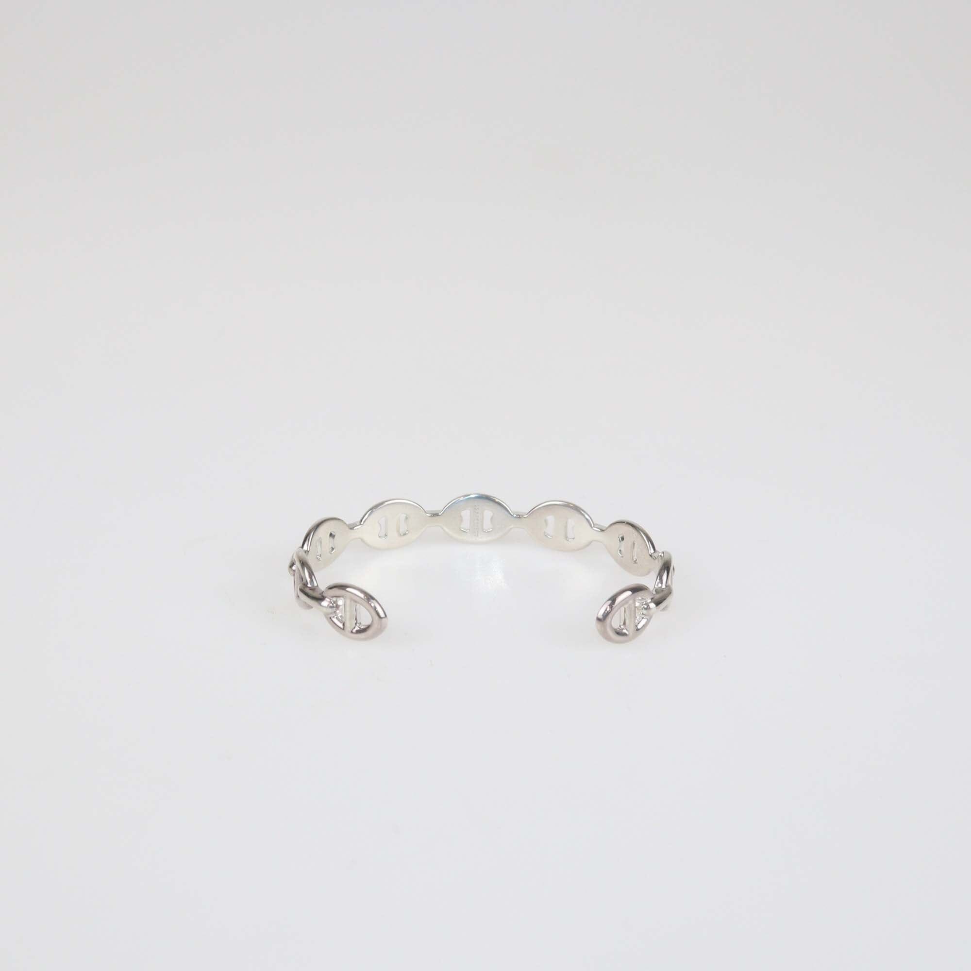 Hermes Chaine D'Ancre Sterling Silver Open Cuff Bracelet Womens Hermes